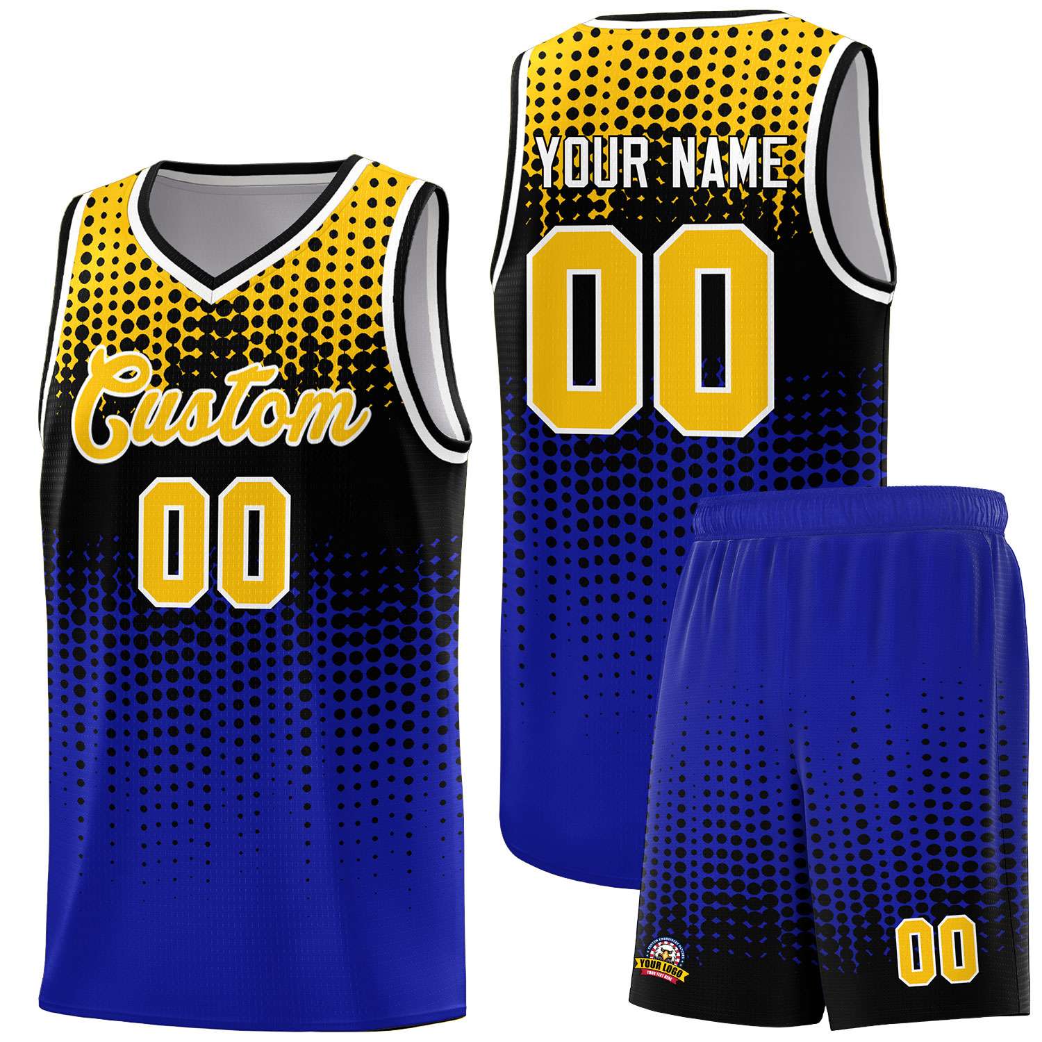 Custom Royal Gradient Dots Design Pattern Sports Uniform Basketball Jersey