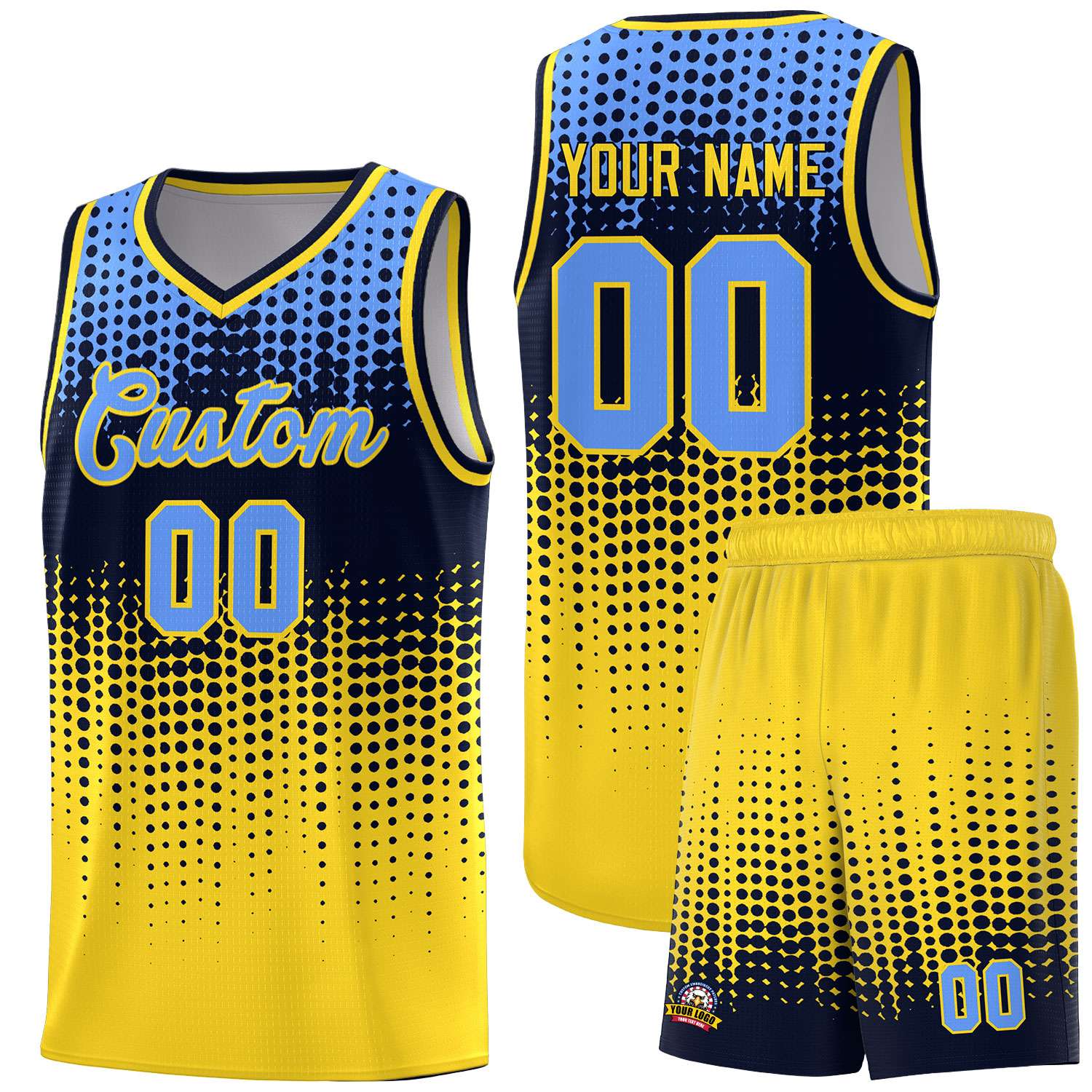 Custom Gold Gradient Dots Design Pattern Sports Uniform Basketball Jersey