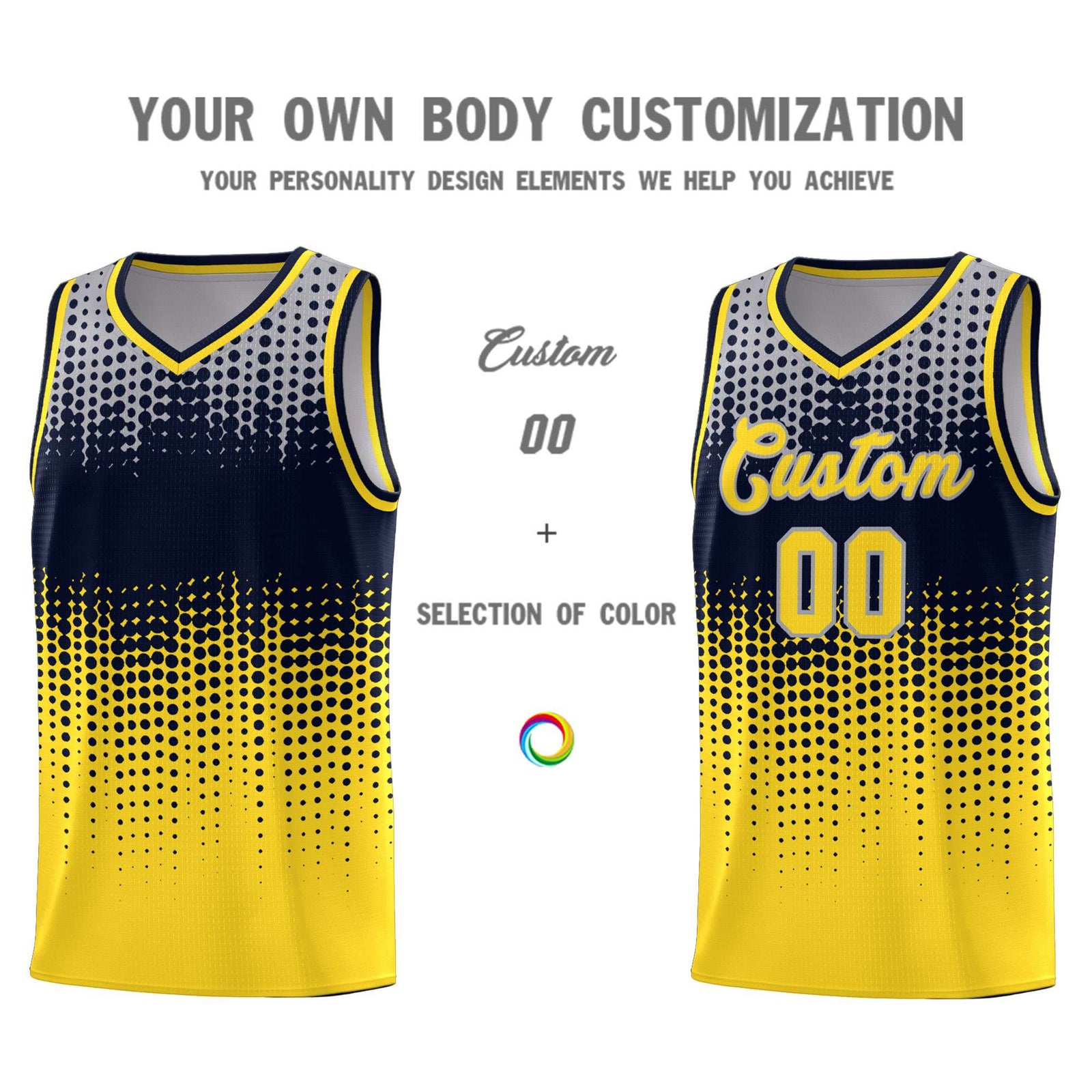 Custom Gold Gradient Dots Design Pattern Sports Uniform Basketball Jersey