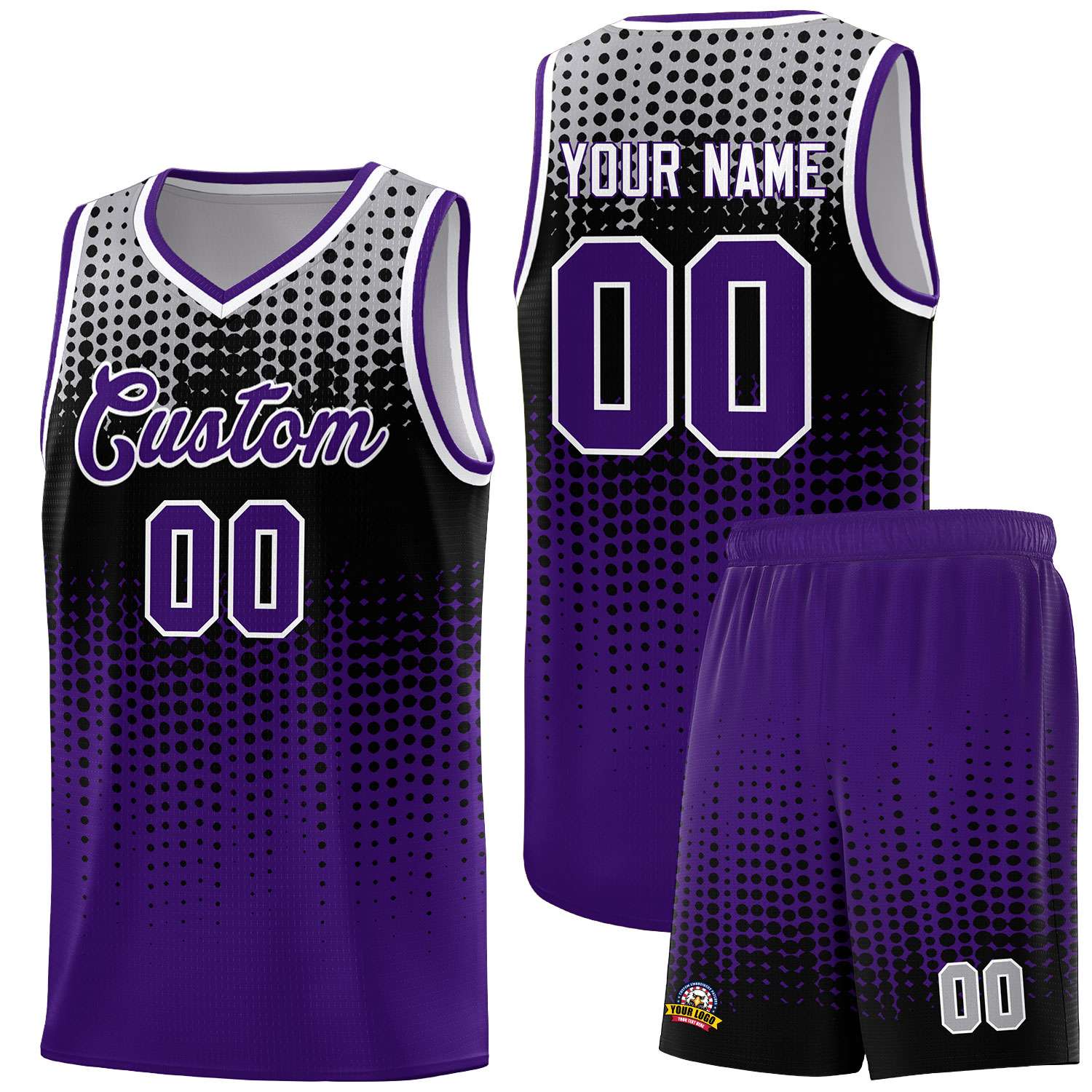Custom Purple Gradient Dots Design Pattern Sports Uniform Basketball Jersey