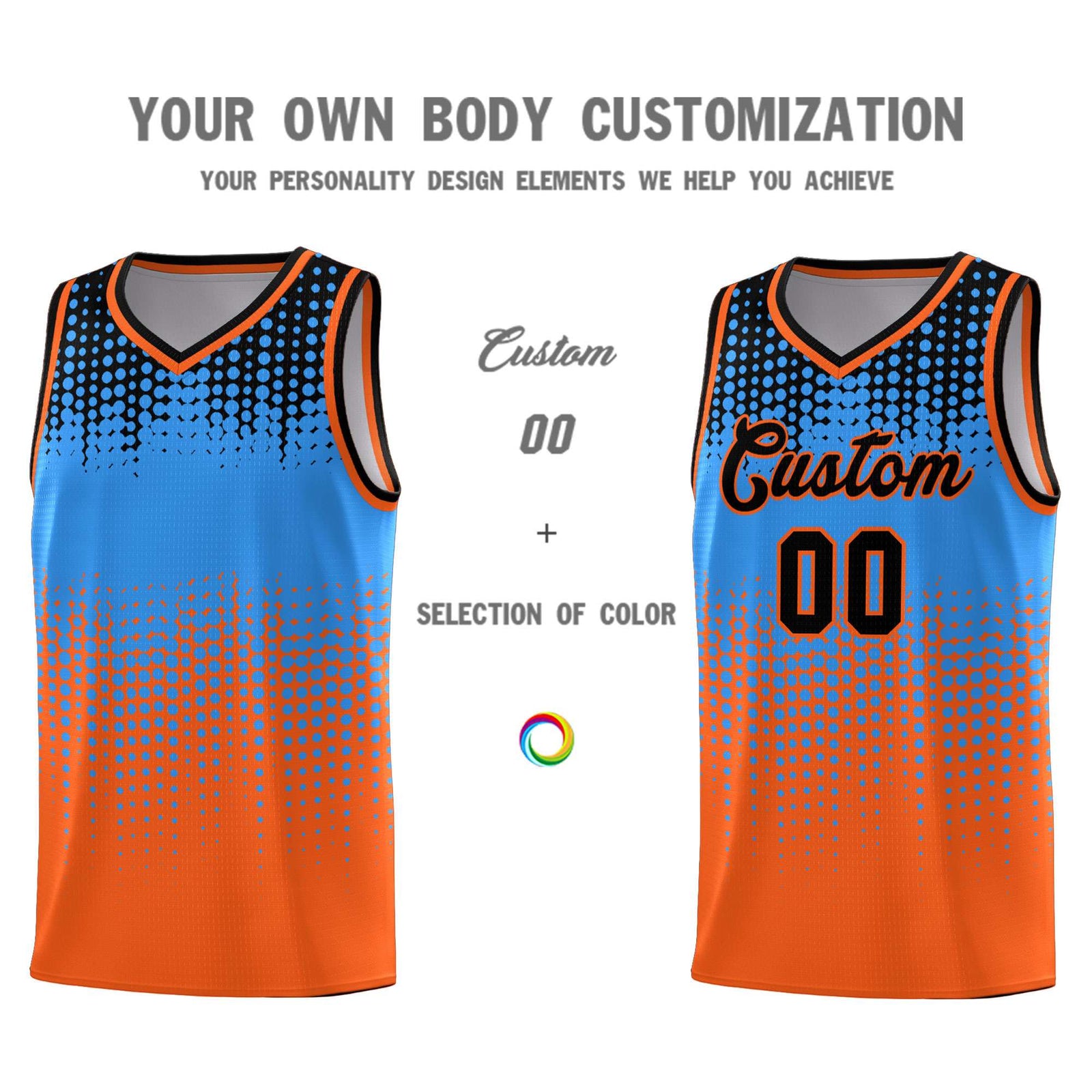 Custom Orange Gradient Dots Design Pattern Sports Uniform Basketball Jersey