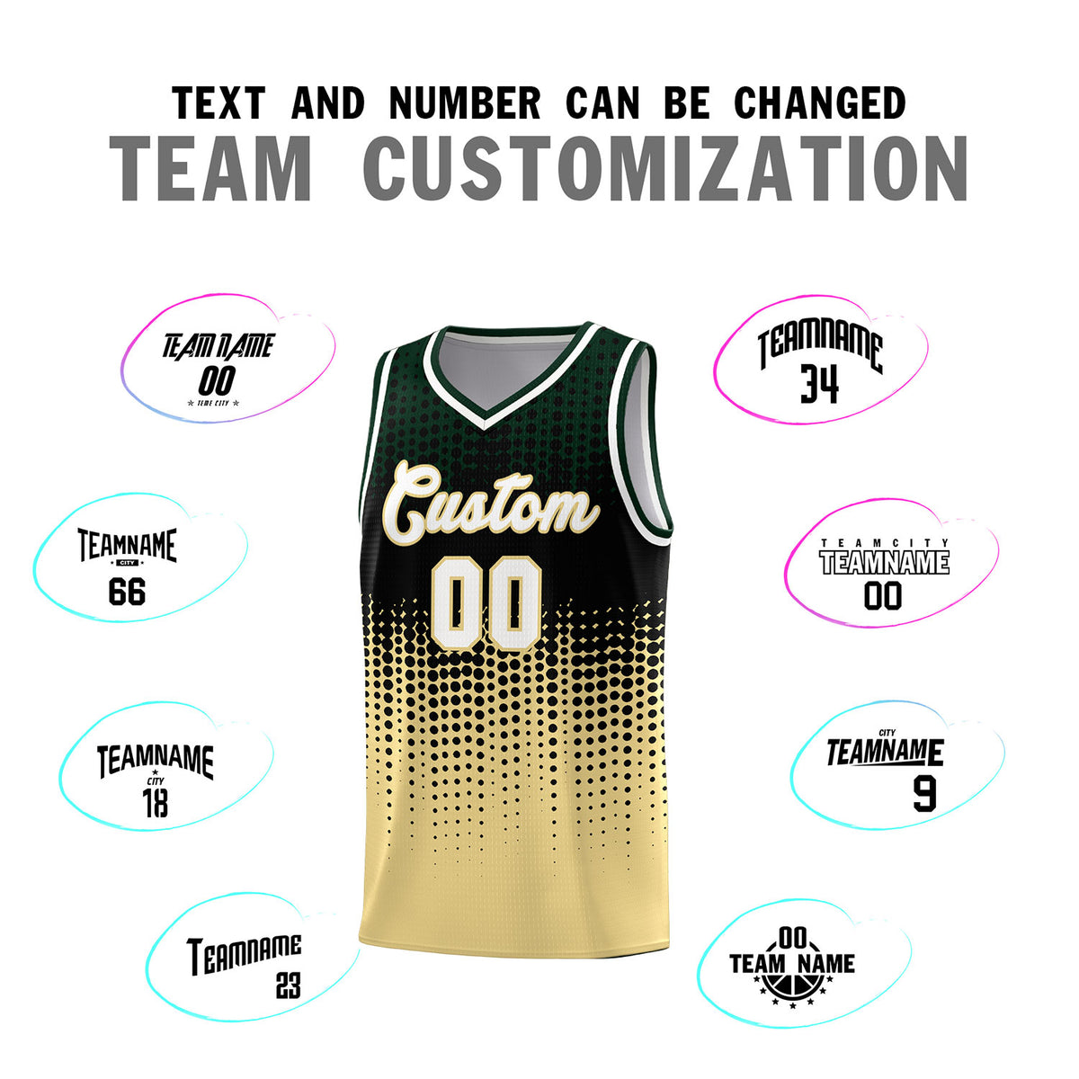 Custom Khaki Gradient Dots Design Pattern Sports Uniform Basketball Jersey