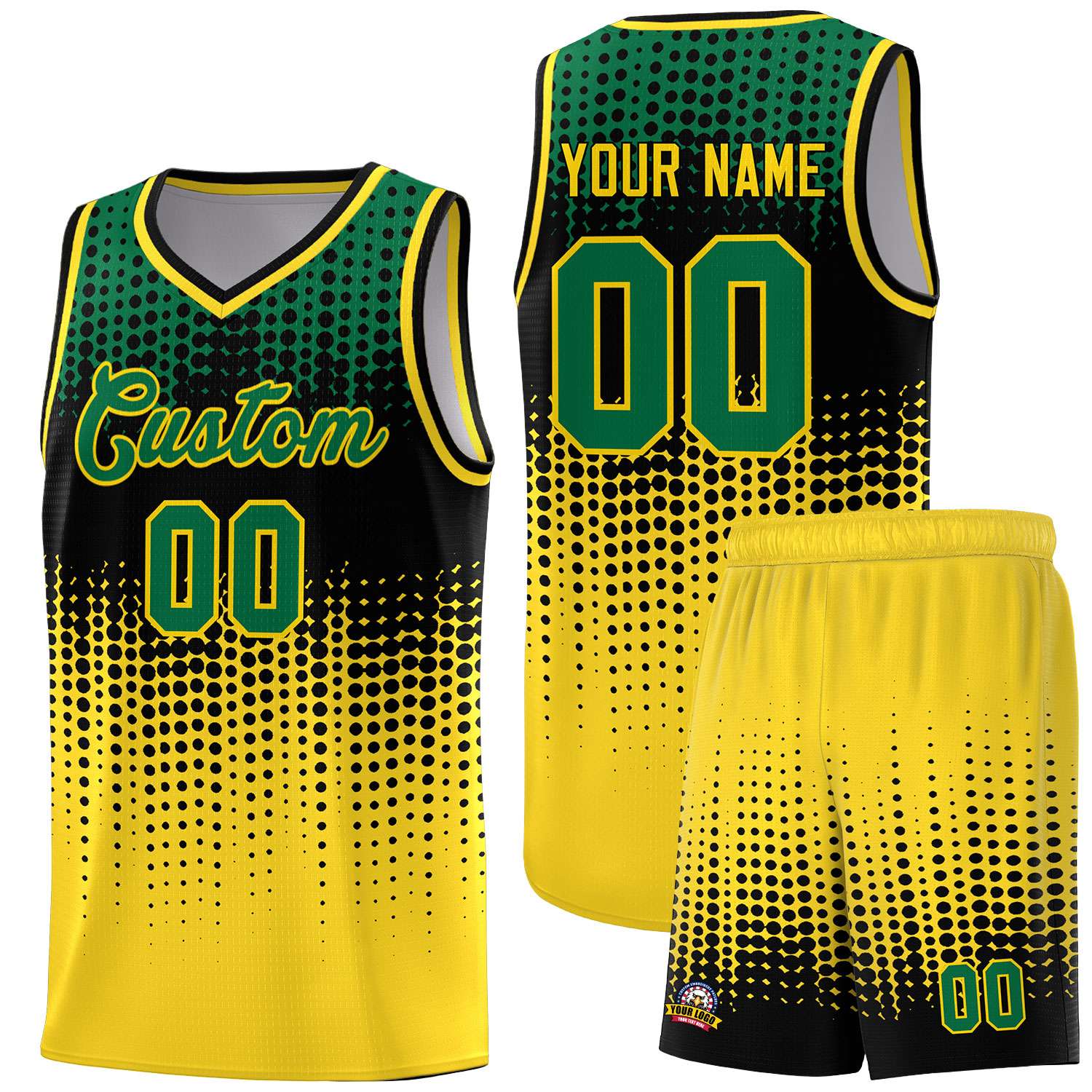 Custom Gold Gradient Dots Design Pattern Sports Uniform Basketball Jersey