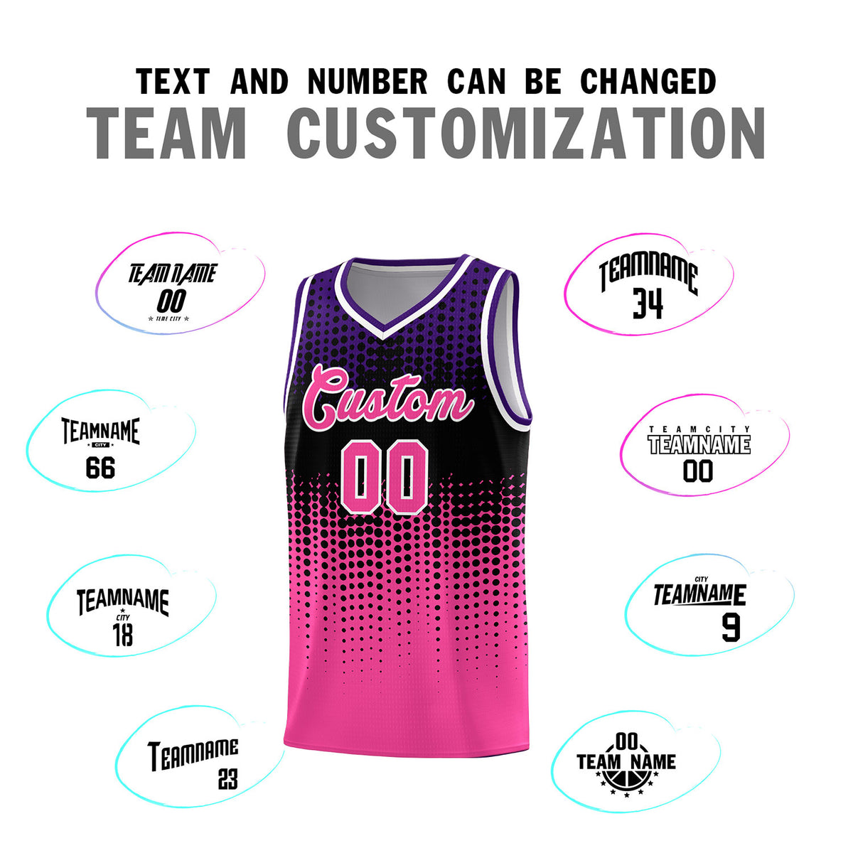 Custom Pink Gradient Dots Design Pattern Sports Uniform Basketball Jersey