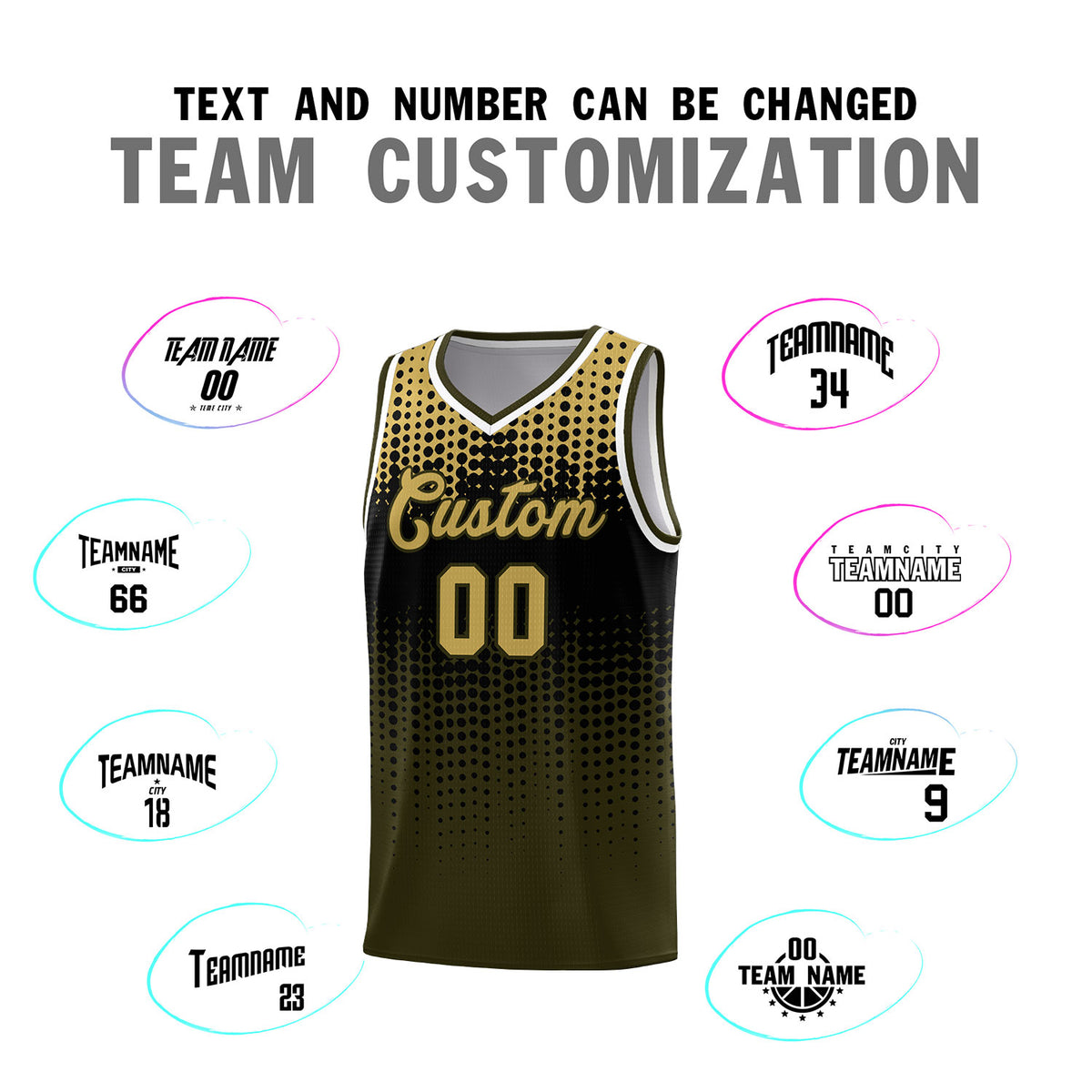Custom Olive Gradient Dots Design Pattern Sports Uniform Basketball Jersey
