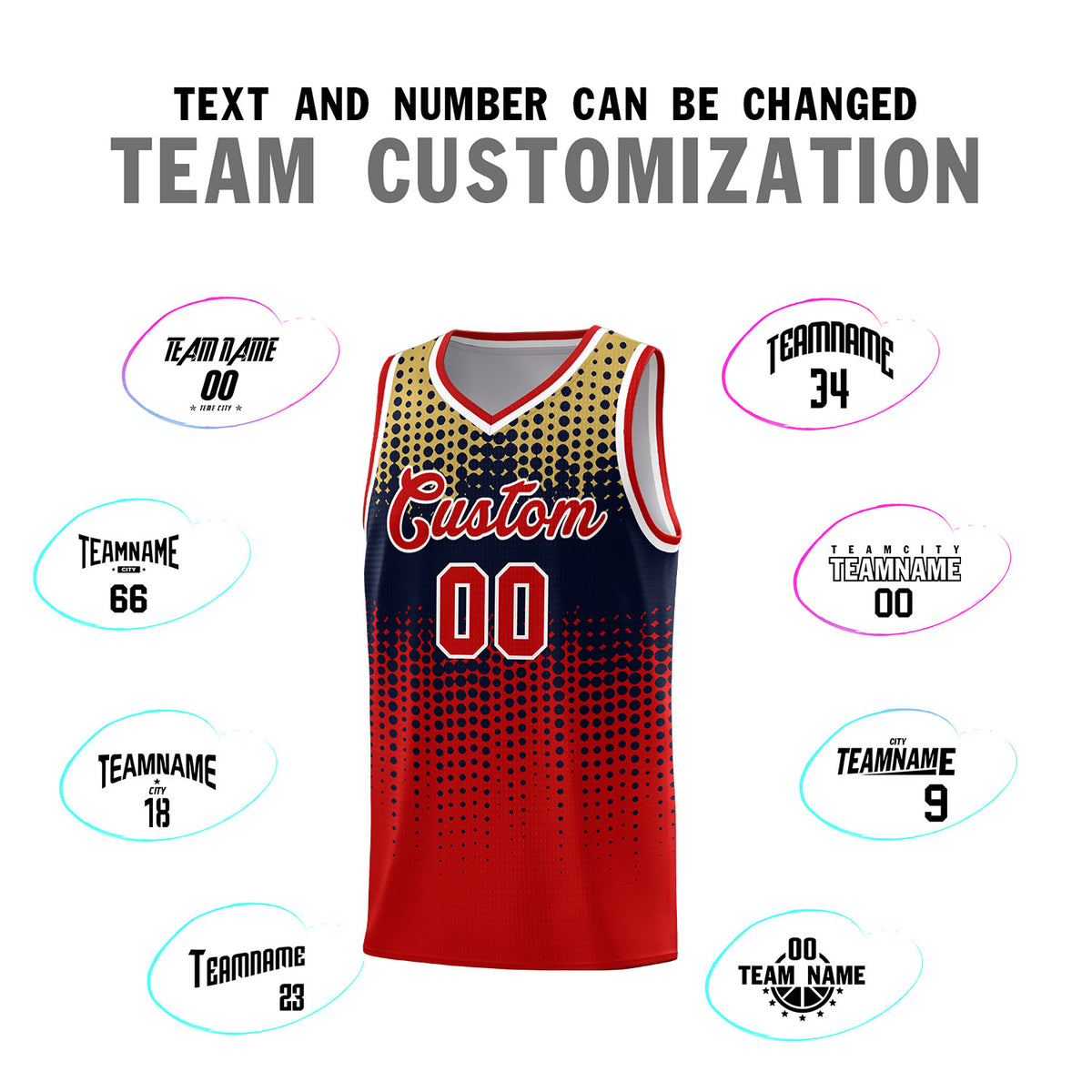 Custom Red Gradient Dots Design Pattern Sports Uniform Basketball Jersey