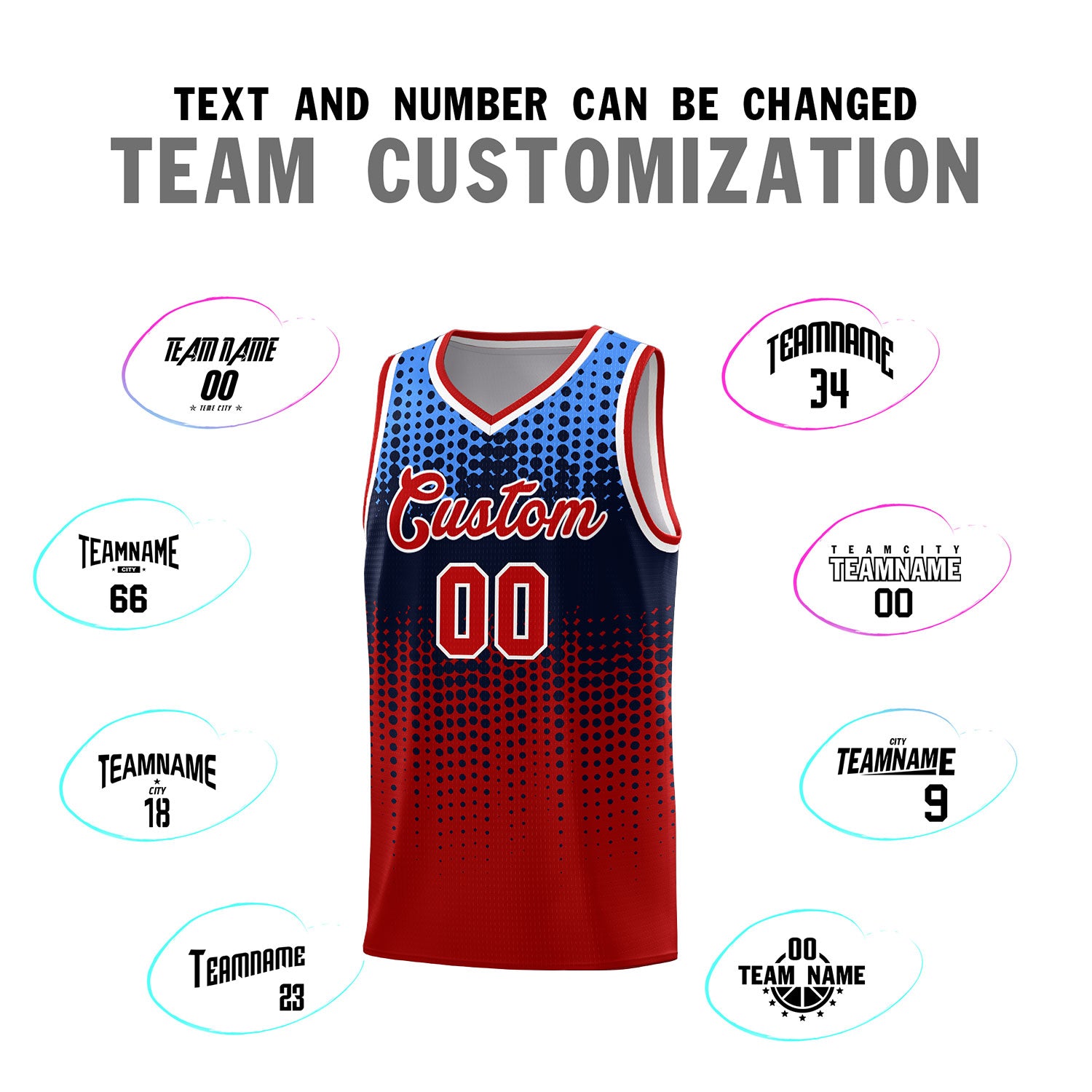 Custom Red Gradient Dots Design Pattern Sports Uniform Basketball Jersey