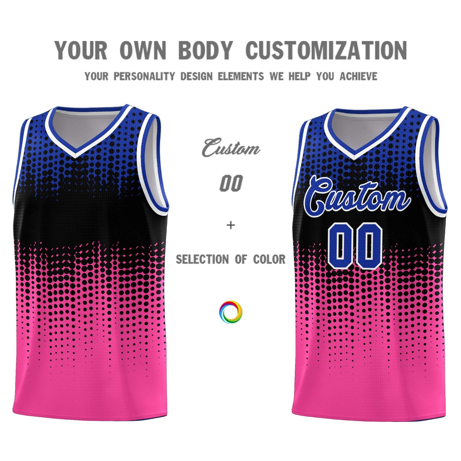 Custom Pink Gradient Dots Design Pattern Sports Uniform Basketball Jersey