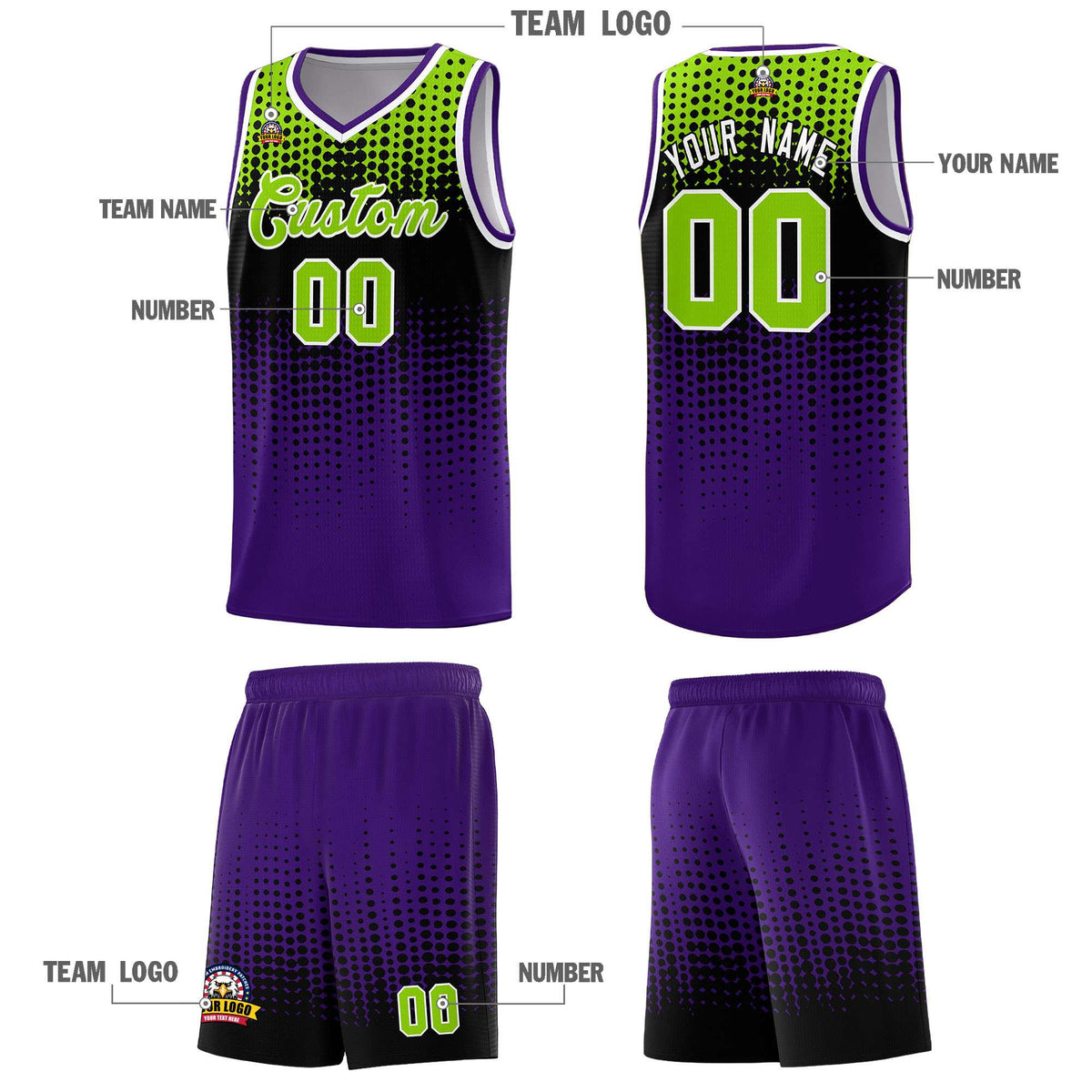 Custom Purple Gradient Dots Design Pattern Sports Uniform Basketball Jersey