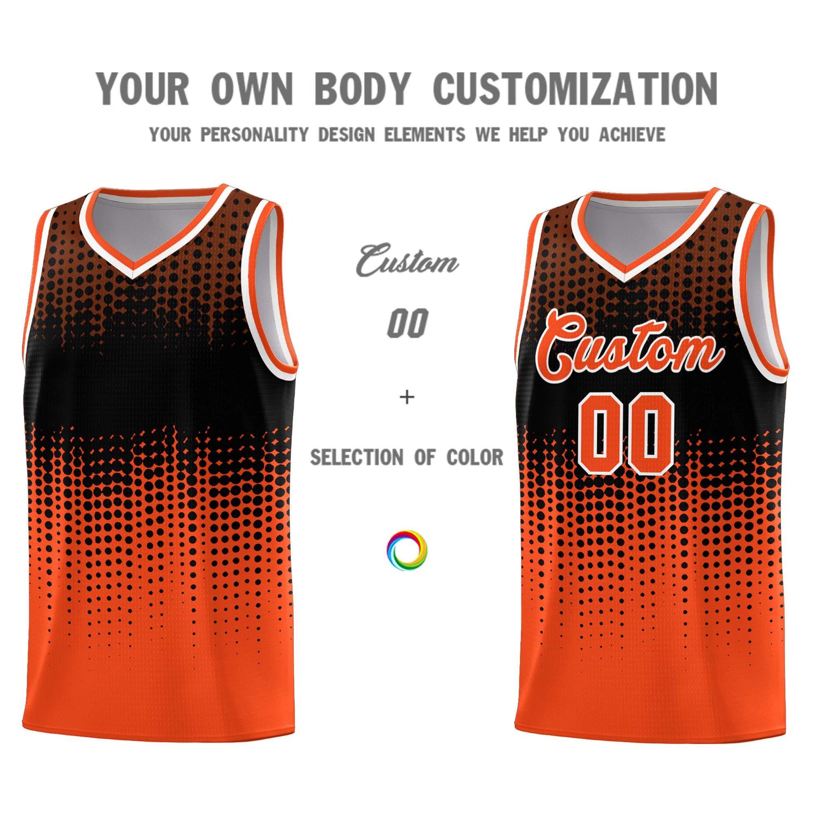 Custom Orange Gradient Dots Design Pattern Sports Uniform Basketball Jersey