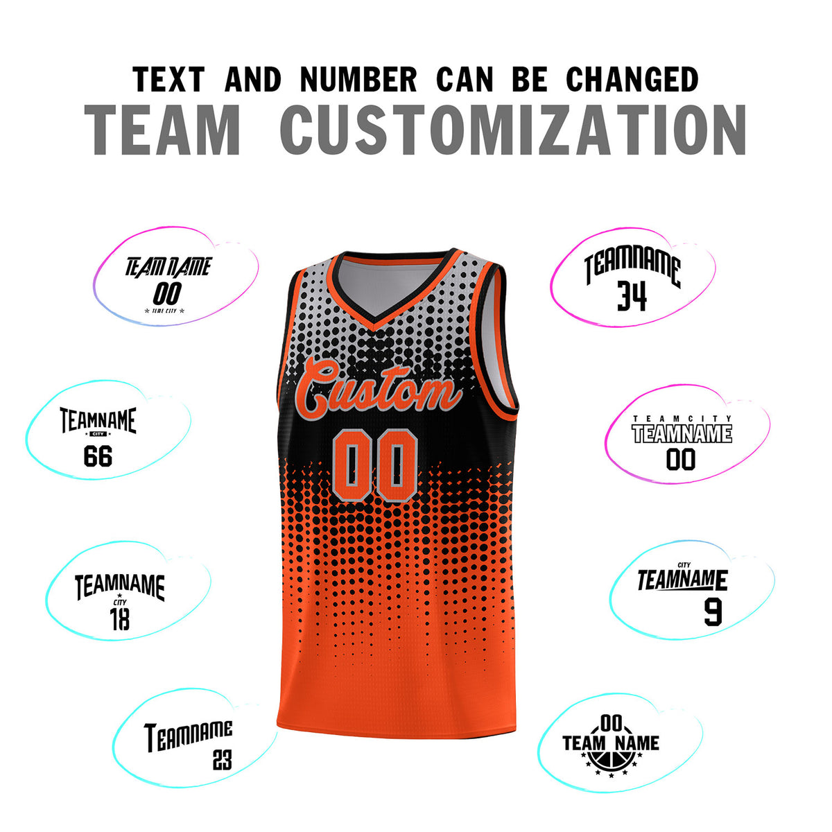 Custom Orange Gradient Dots Design Pattern Sports Uniform Basketball Jersey