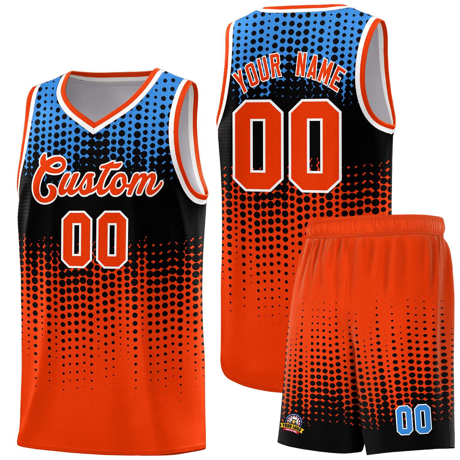 Custom Orange Gradient Dots Design Pattern Sports Uniform Basketball Jersey
