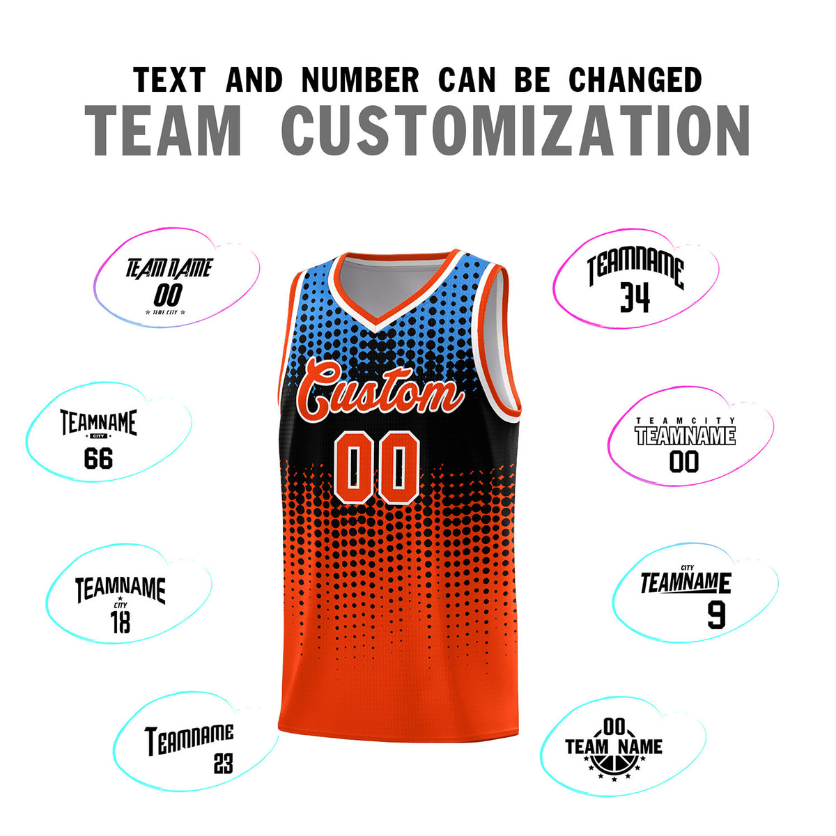 Custom Orange Gradient Dots Design Pattern Sports Uniform Basketball Jersey