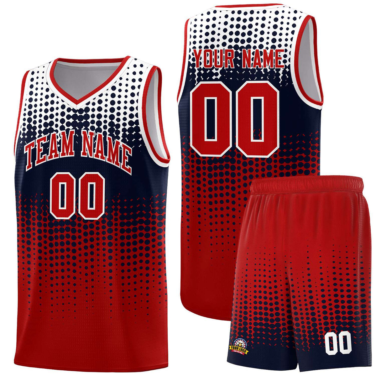 Custom Red Gradient Dots Design Pattern Sports Uniform Basketball Jersey