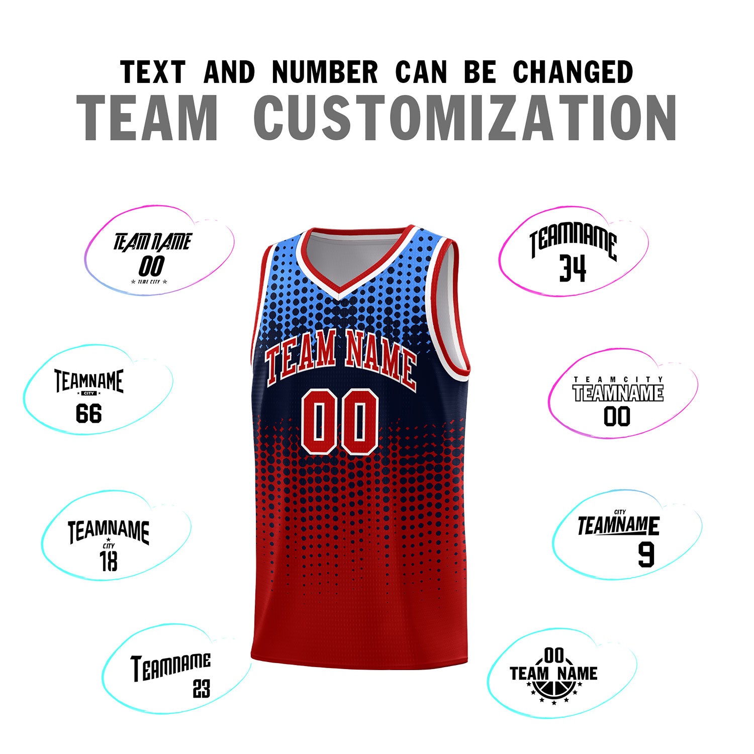 Custom Red Gradient Dots Design Pattern Sports Uniform Basketball Jersey