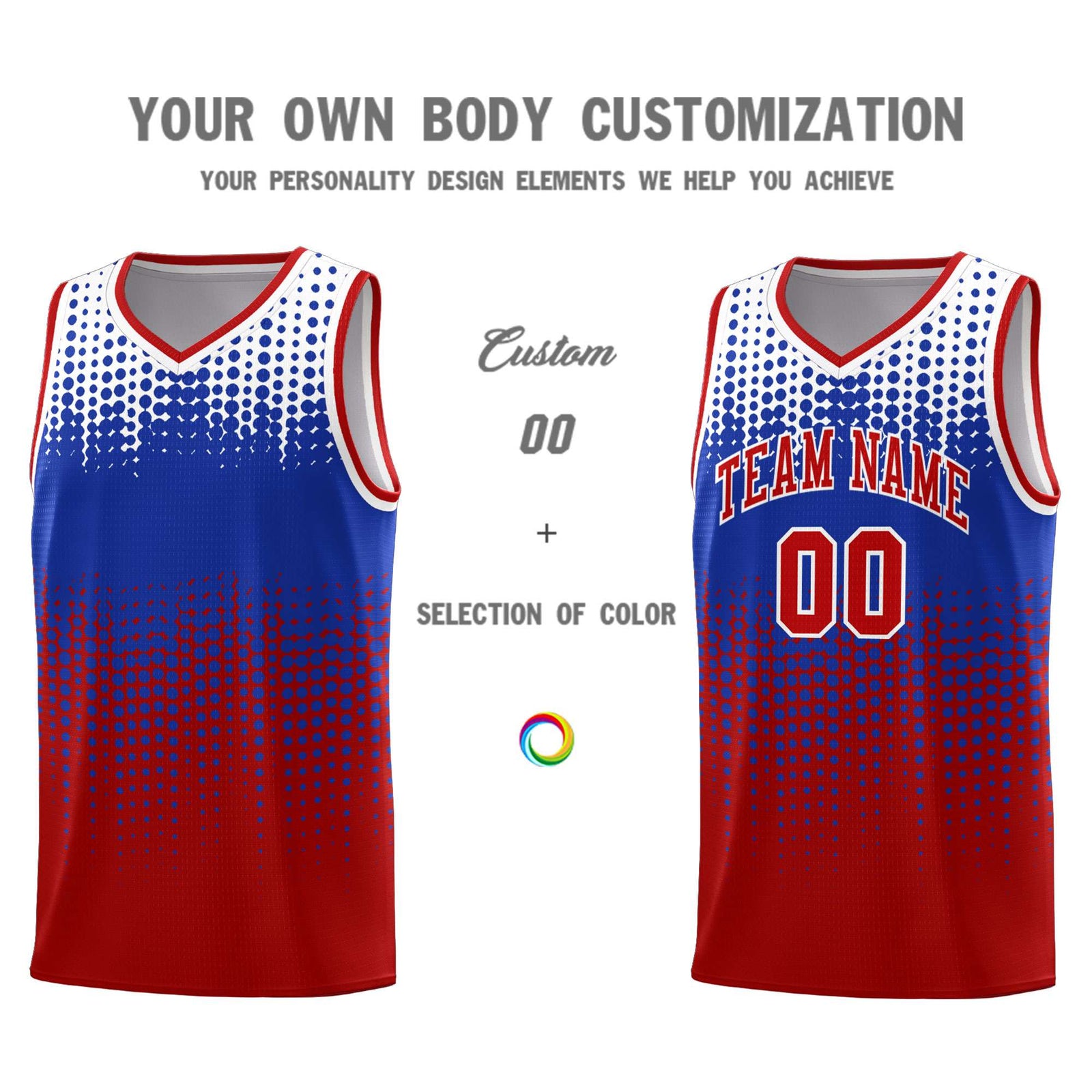 Custom Red Gradient Dots Design Pattern Sports Uniform Basketball Jersey