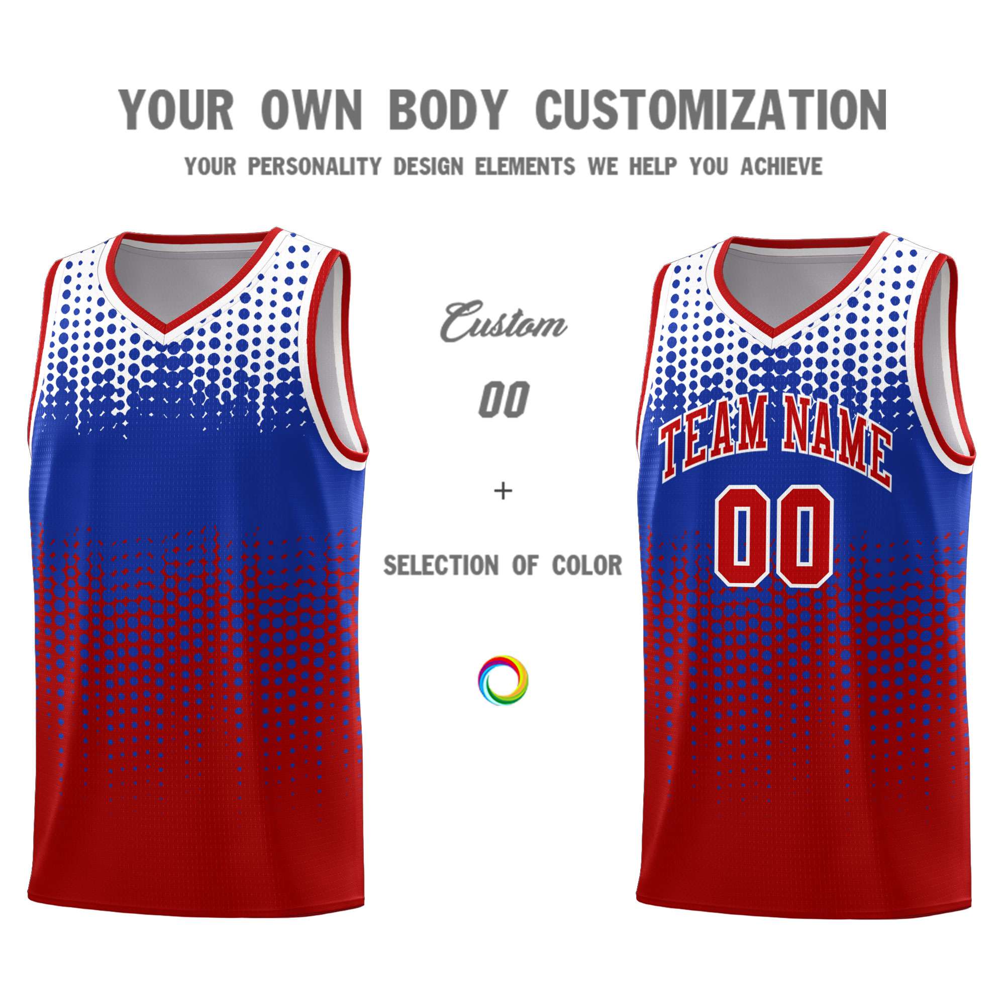 Custom Red Gradient Dots Design Pattern Sports Uniform Basketball Jersey
