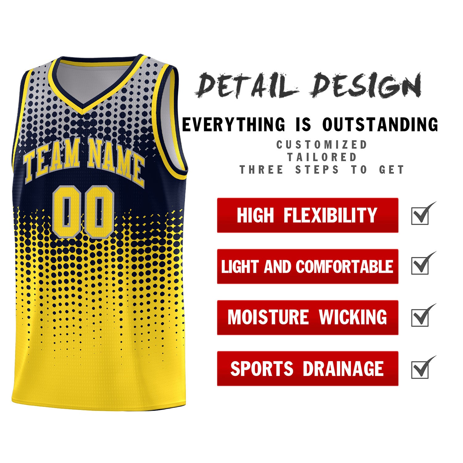 Custom Gold Gradient Dots Design Pattern Sports Uniform Basketball Jersey