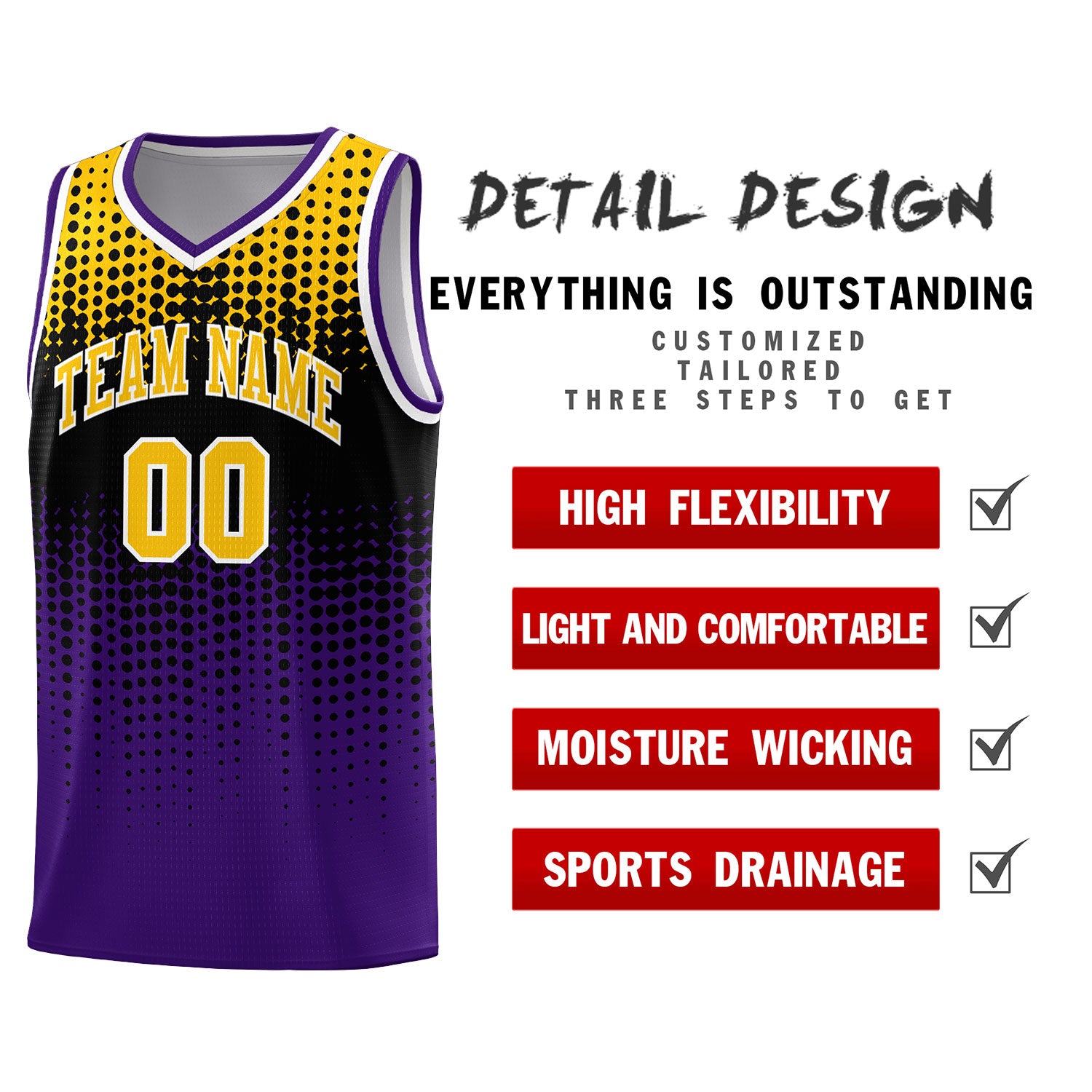 Custom Purple Gradient Dots Design Pattern Sports Uniform Basketball Jersey