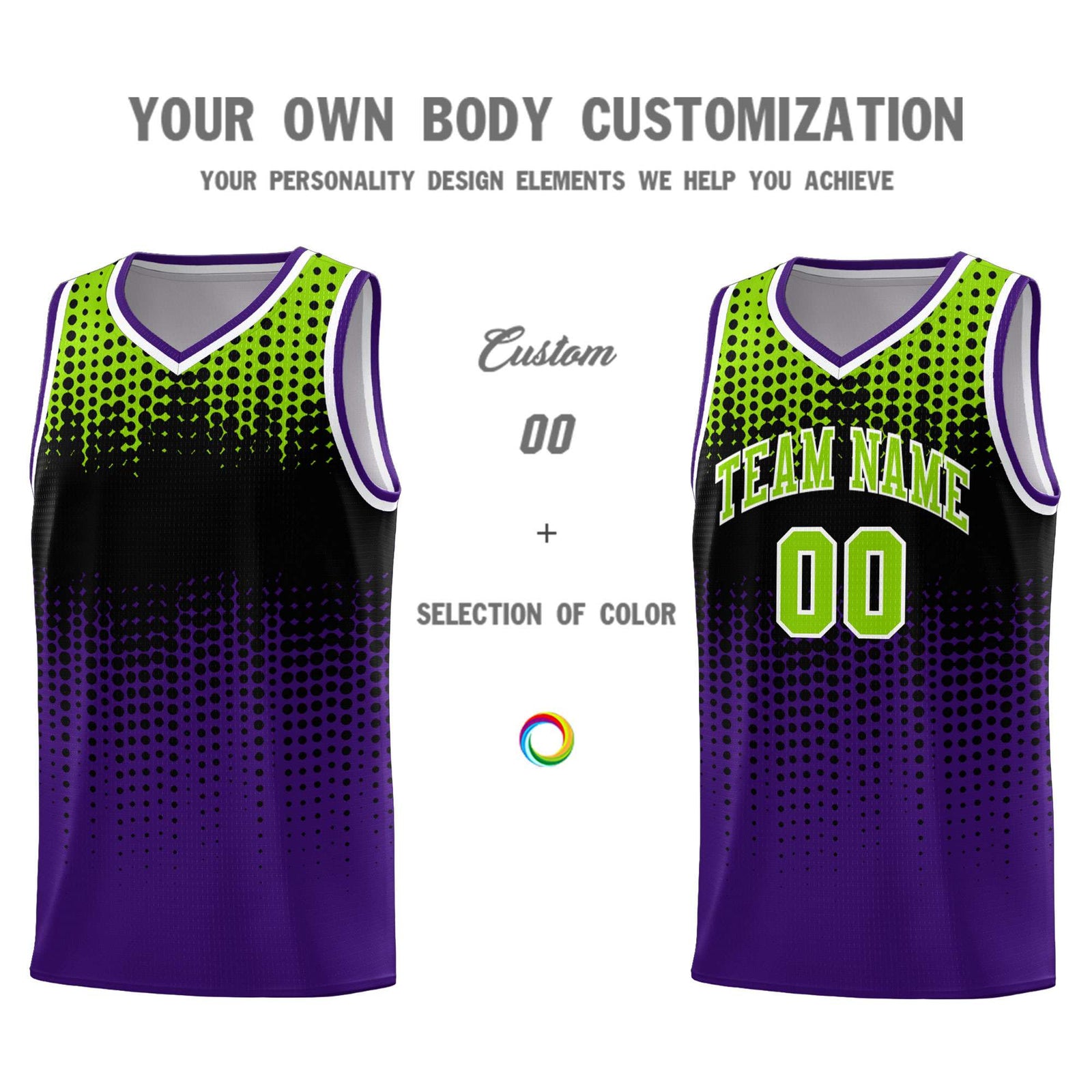 Custom Purple Gradient Dots Design Pattern Sports Uniform Basketball Jersey