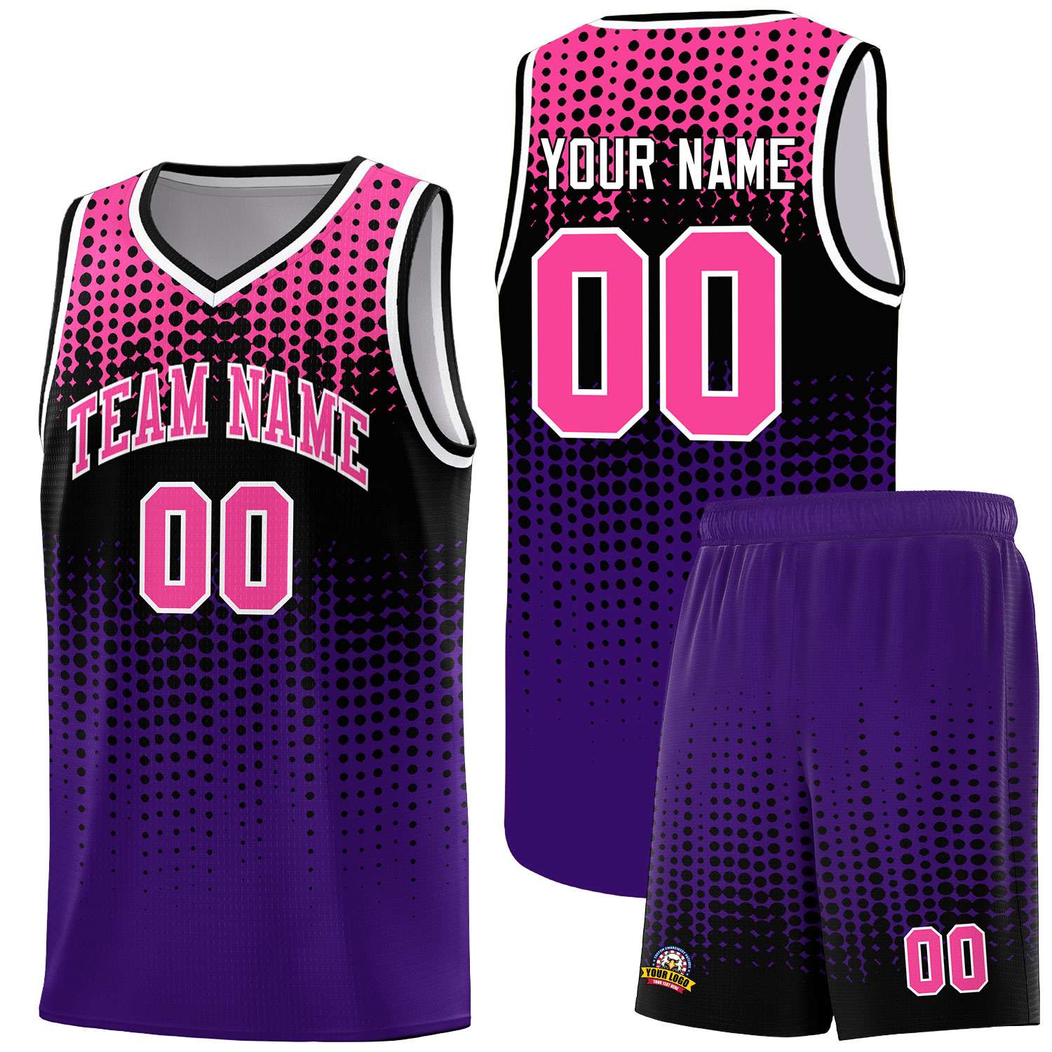 Custom Purple Gradient Dots Design Pattern Sports Uniform Basketball Jersey