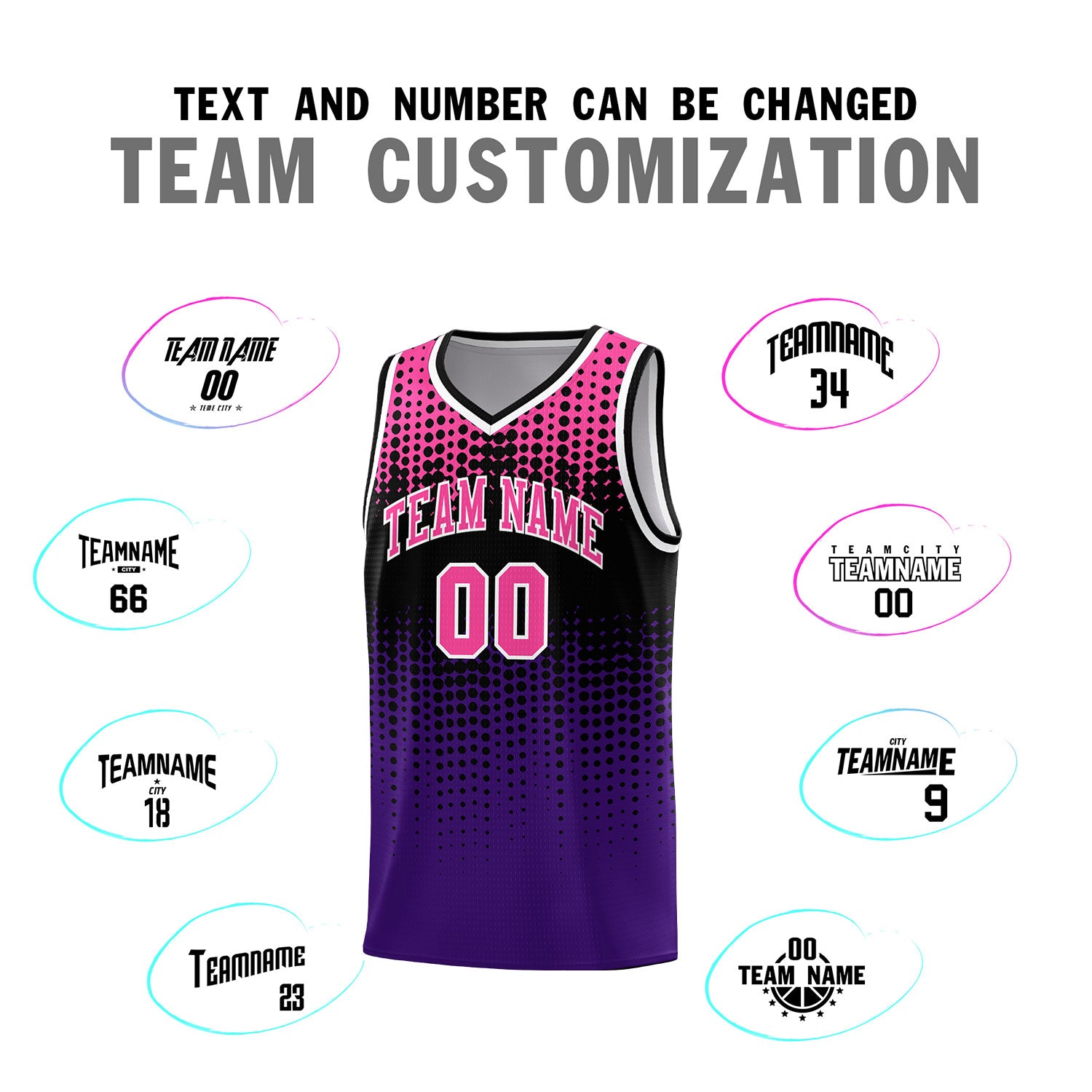 Custom Purple Gradient Dots Design Pattern Sports Uniform Basketball Jersey