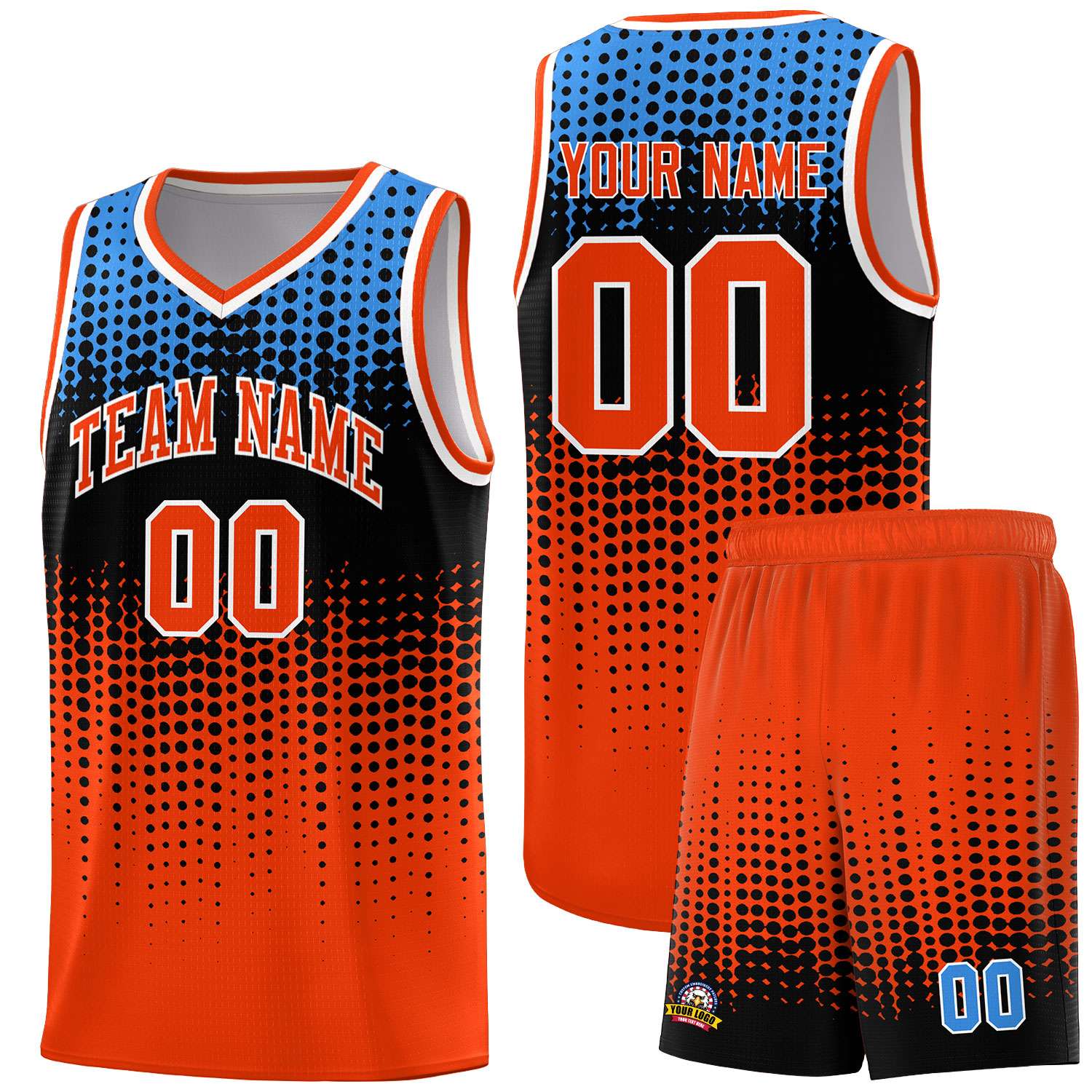 Custom Orange Gradient Dots Design Pattern Sports Uniform Basketball Jersey