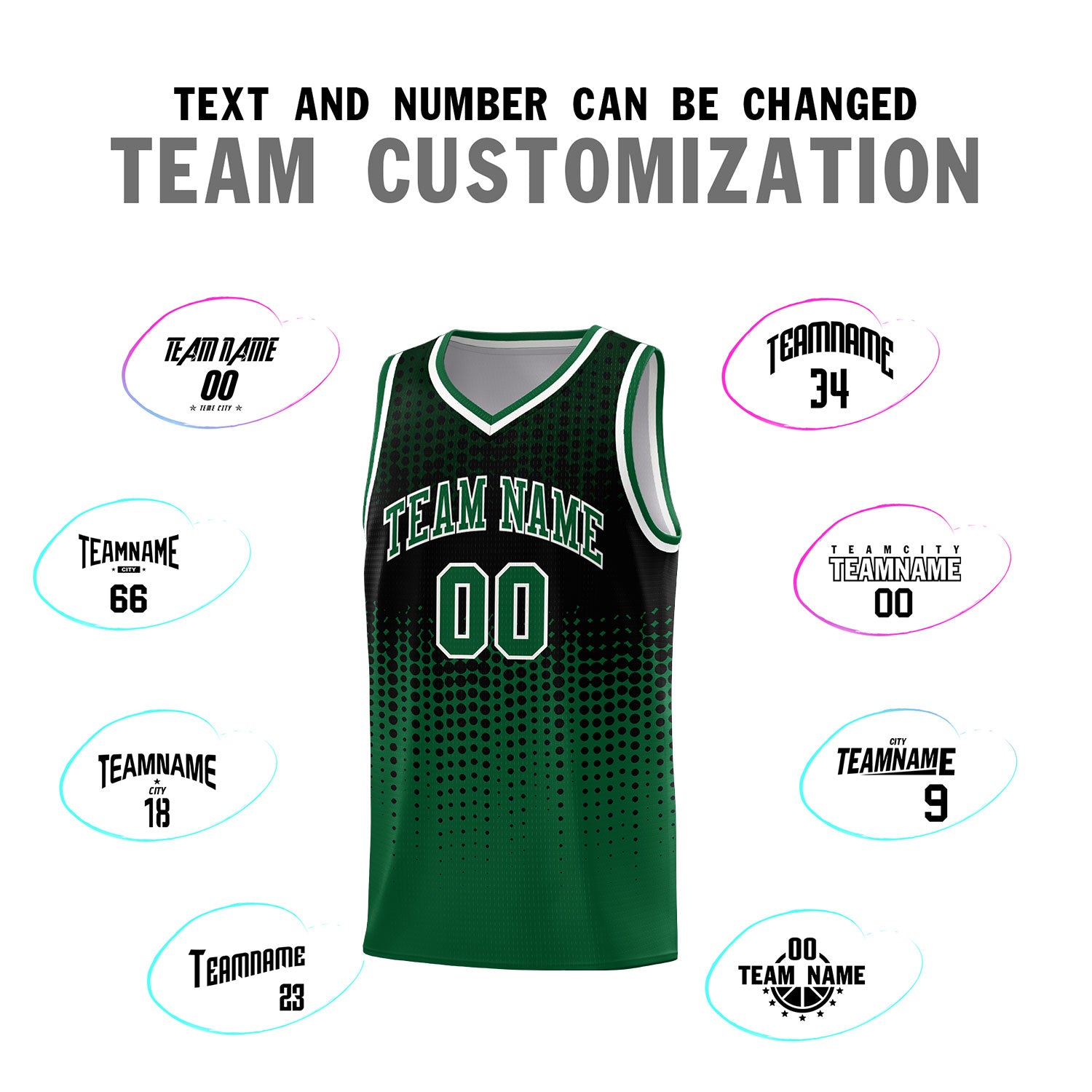 Custom Kelly Green Gradient Dots Design Pattern Sports Uniform Basketball Jersey