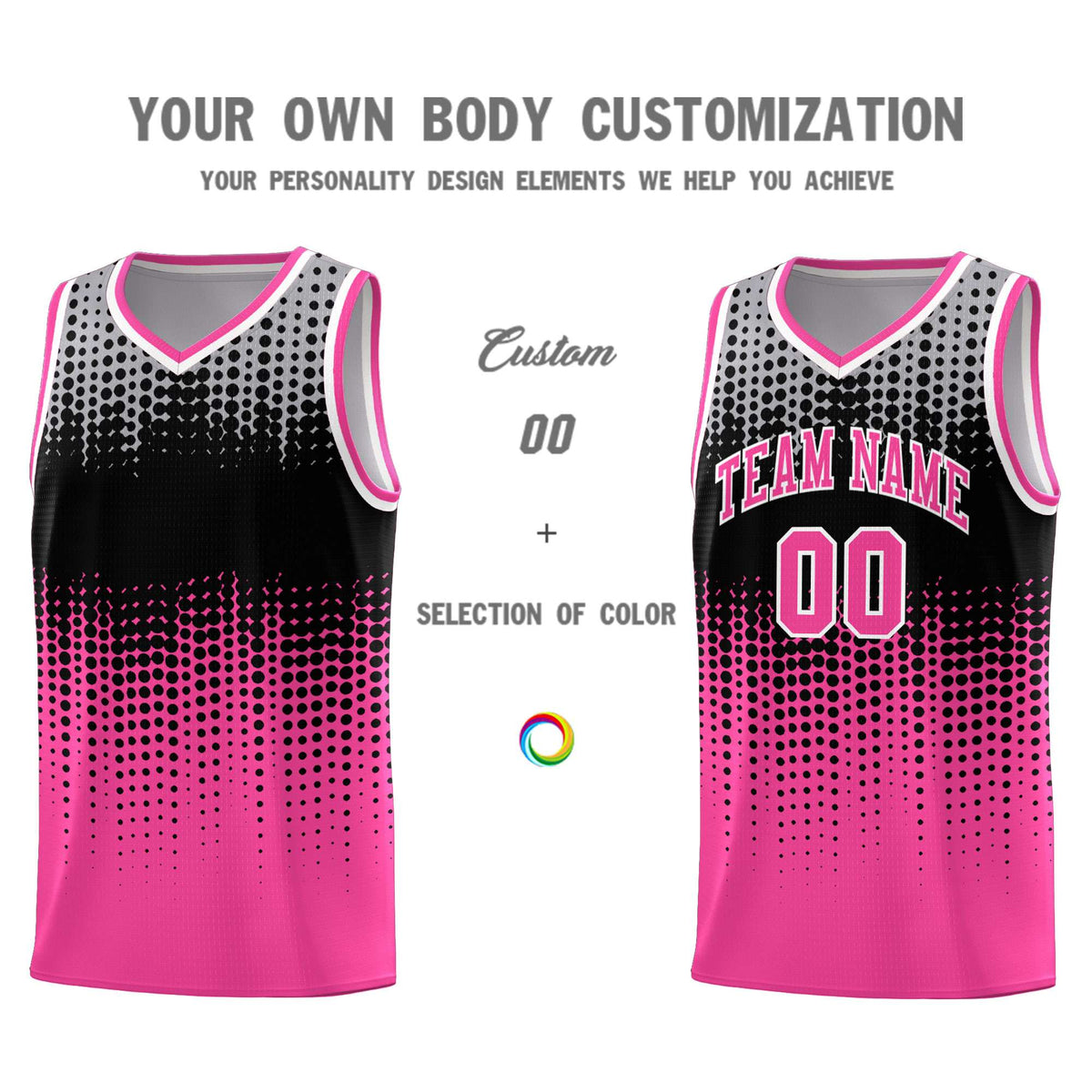Custom Pink Gradient Dots Design Pattern Sports Uniform Basketball Jersey