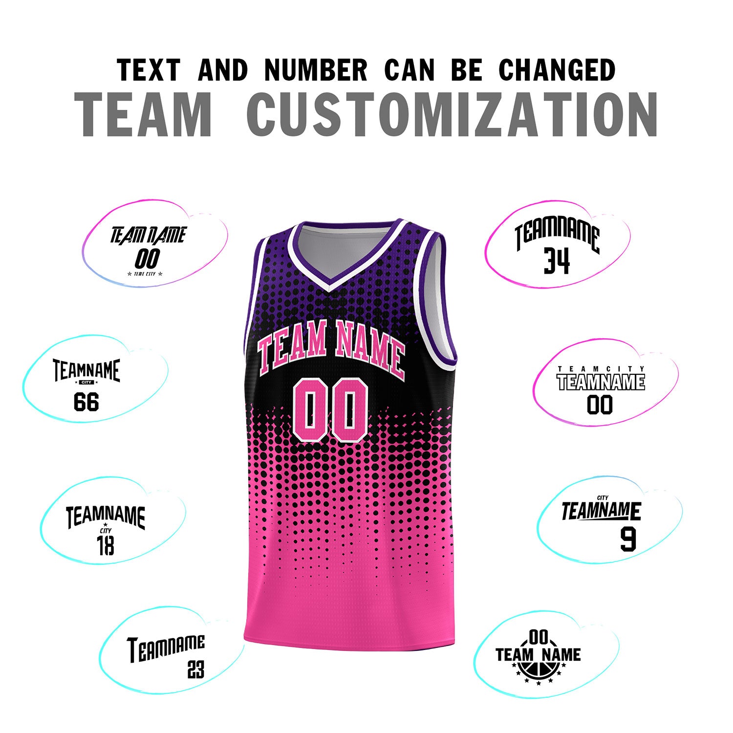 Custom Pink Gradient Dots Design Pattern Sports Uniform Basketball Jersey