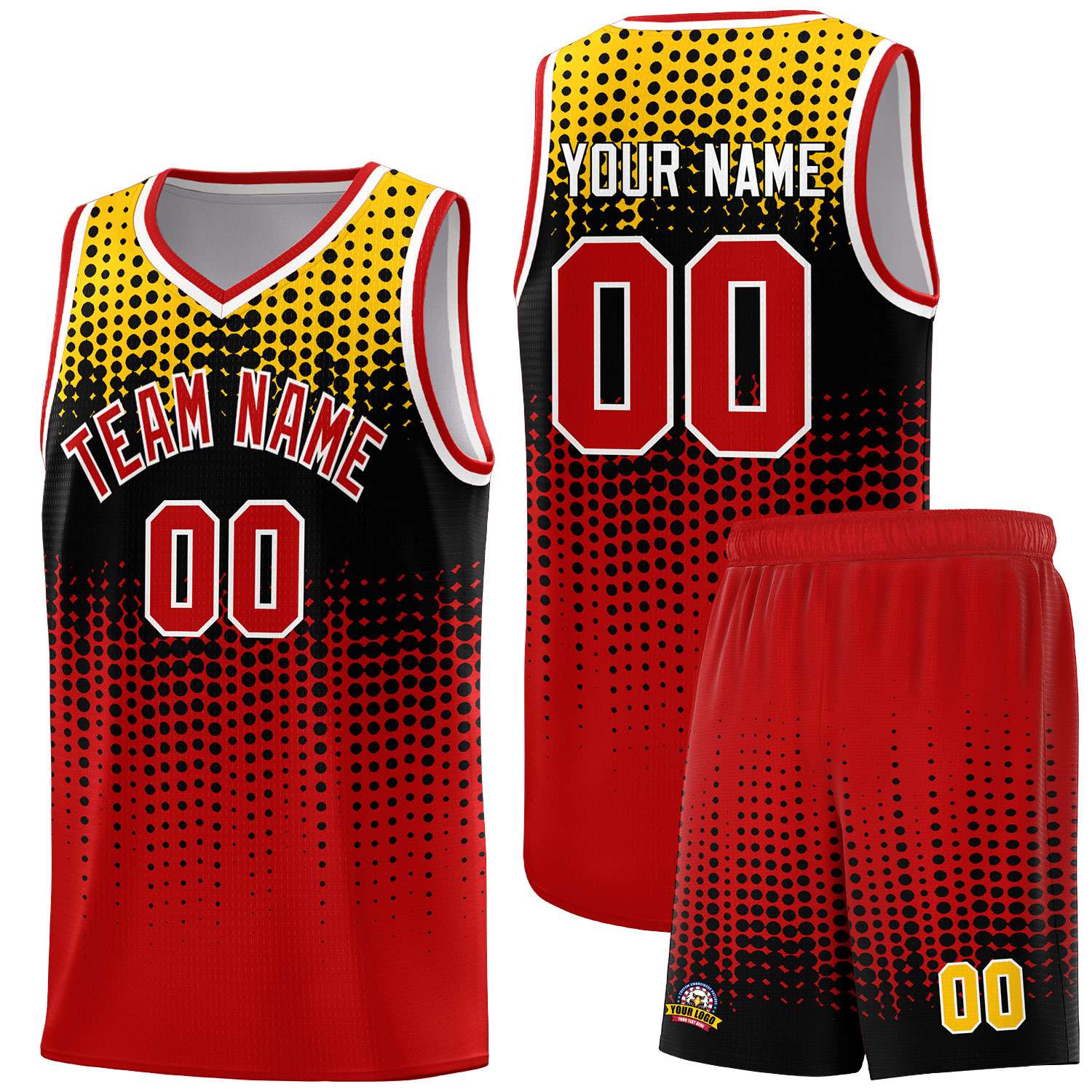 Custom Red Gradient Dots Design Pattern Sports Uniform Basketball Jersey