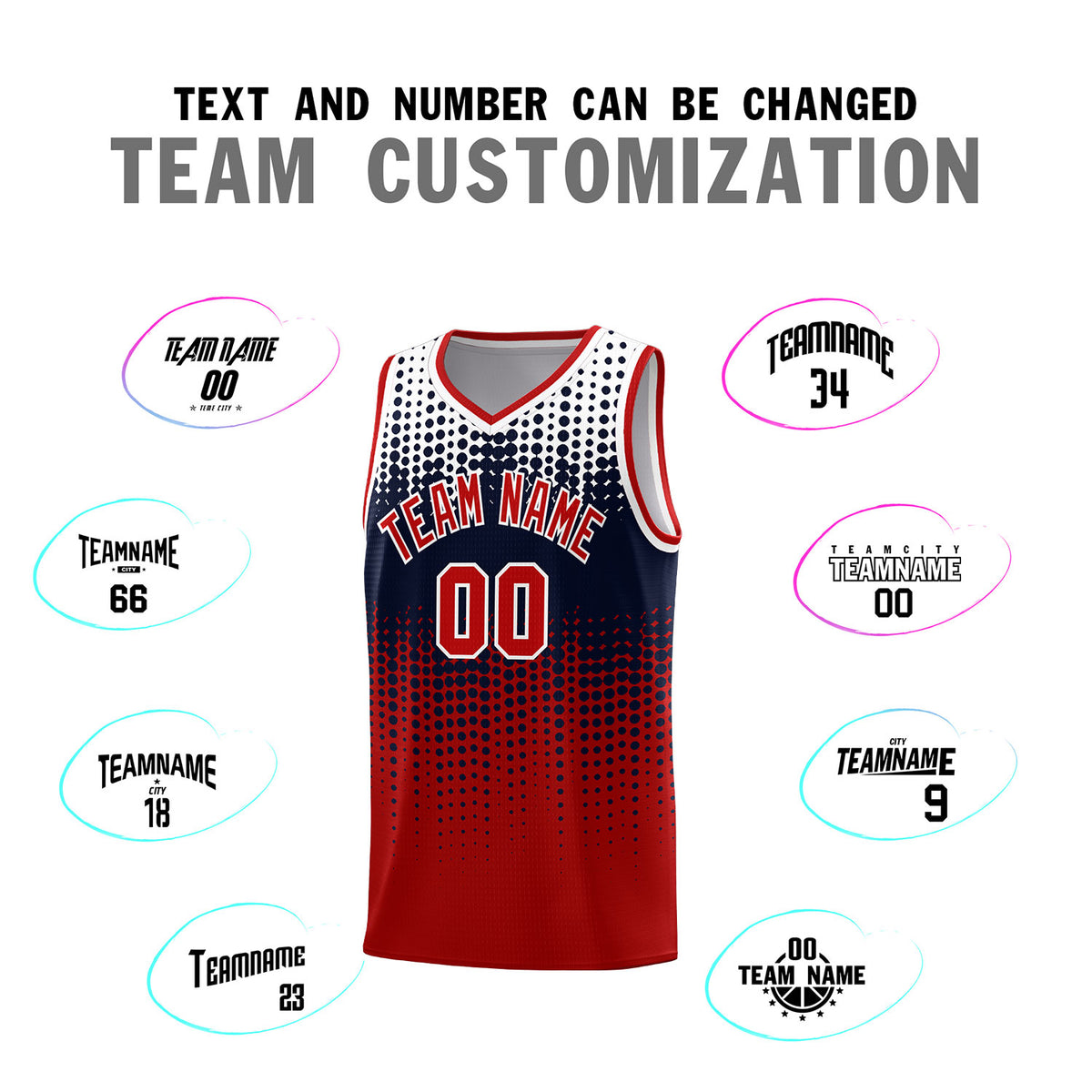 Custom Red Gradient Dots Design Pattern Sports Uniform Basketball Jersey