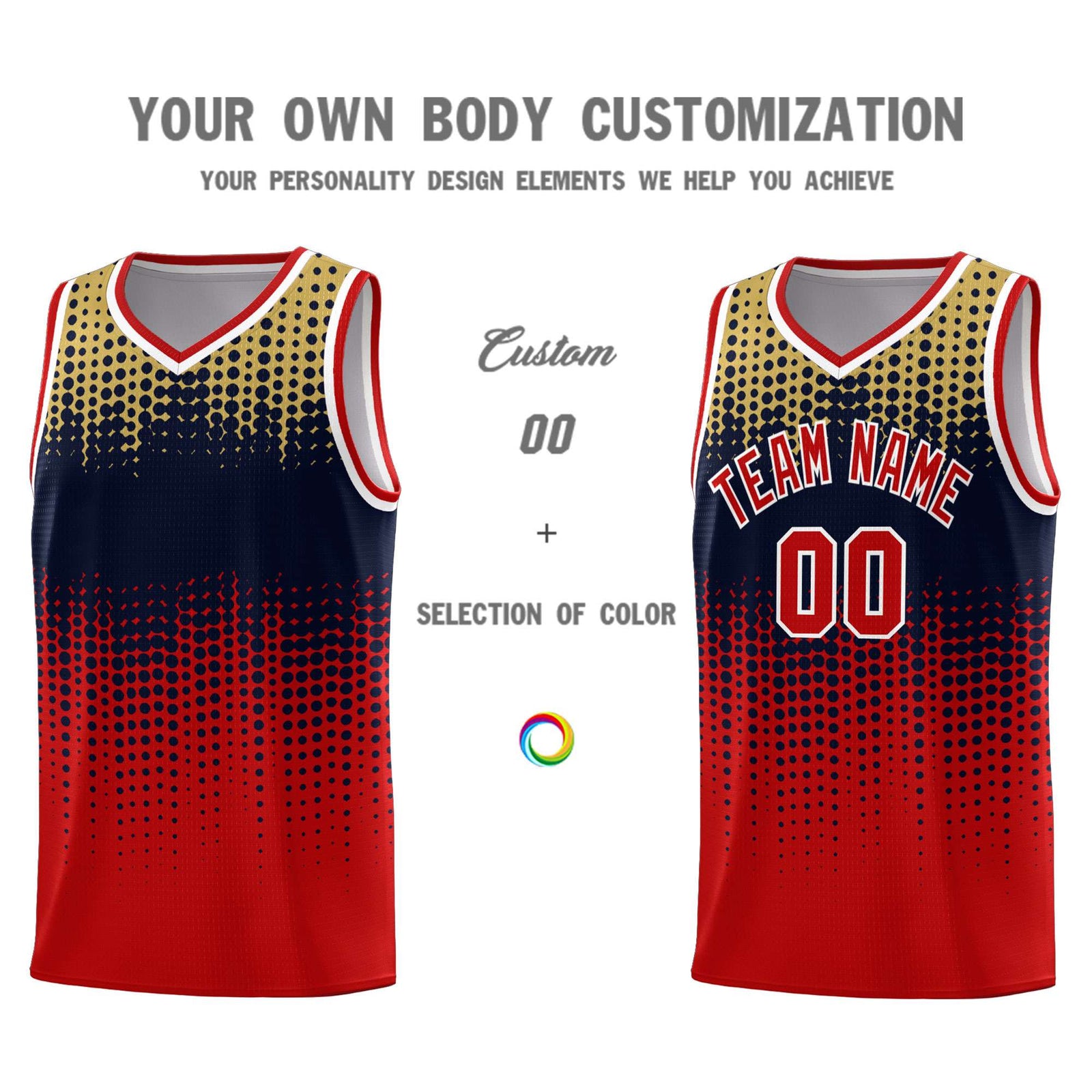 Custom Red Gradient Dots Design Pattern Sports Uniform Basketball Jersey