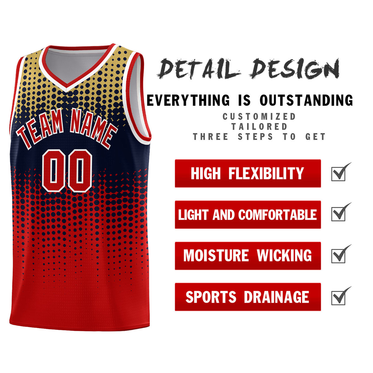 Custom Red Gradient Dots Design Pattern Sports Uniform Basketball Jersey