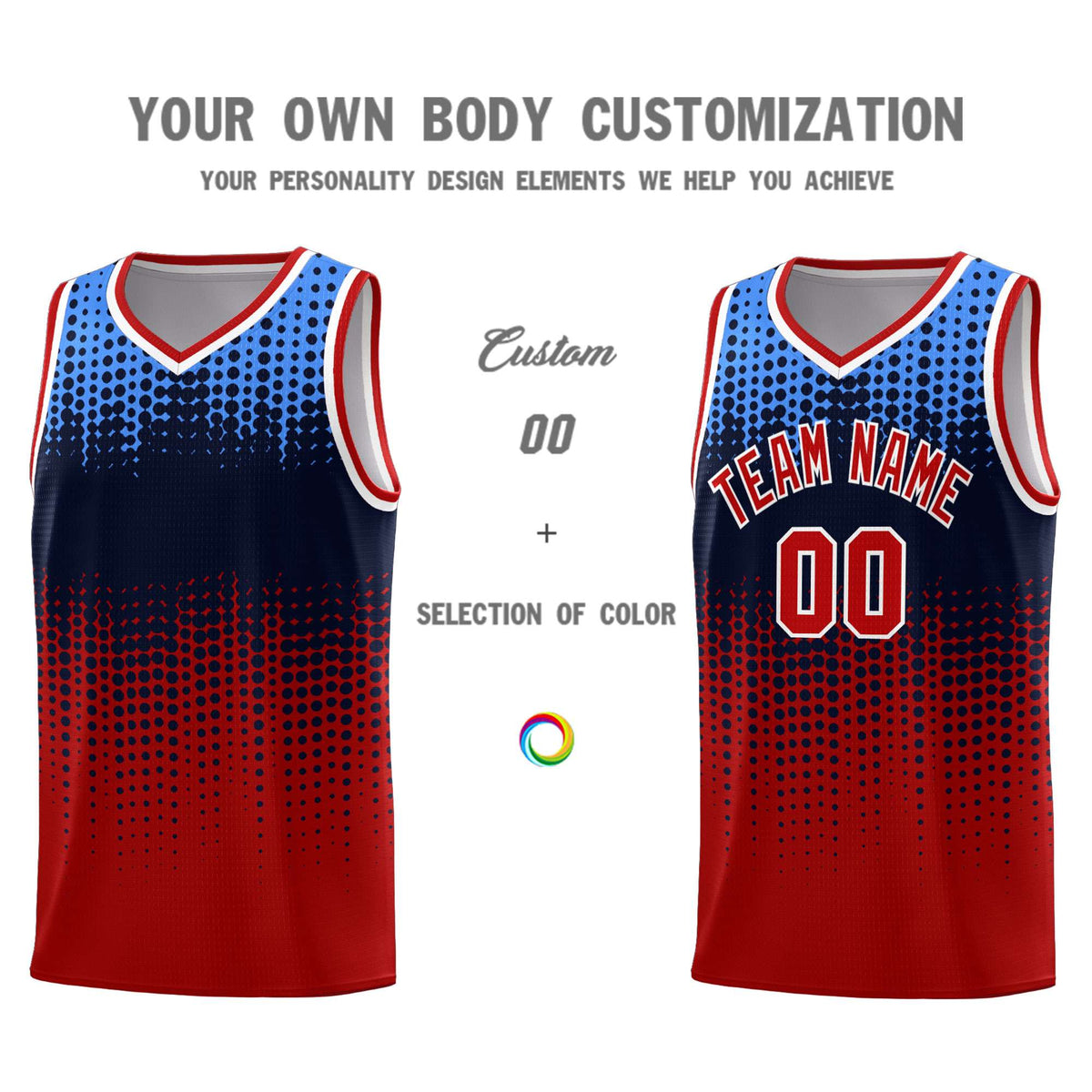 Custom Red Gradient Dots Design Pattern Sports Uniform Basketball Jersey
