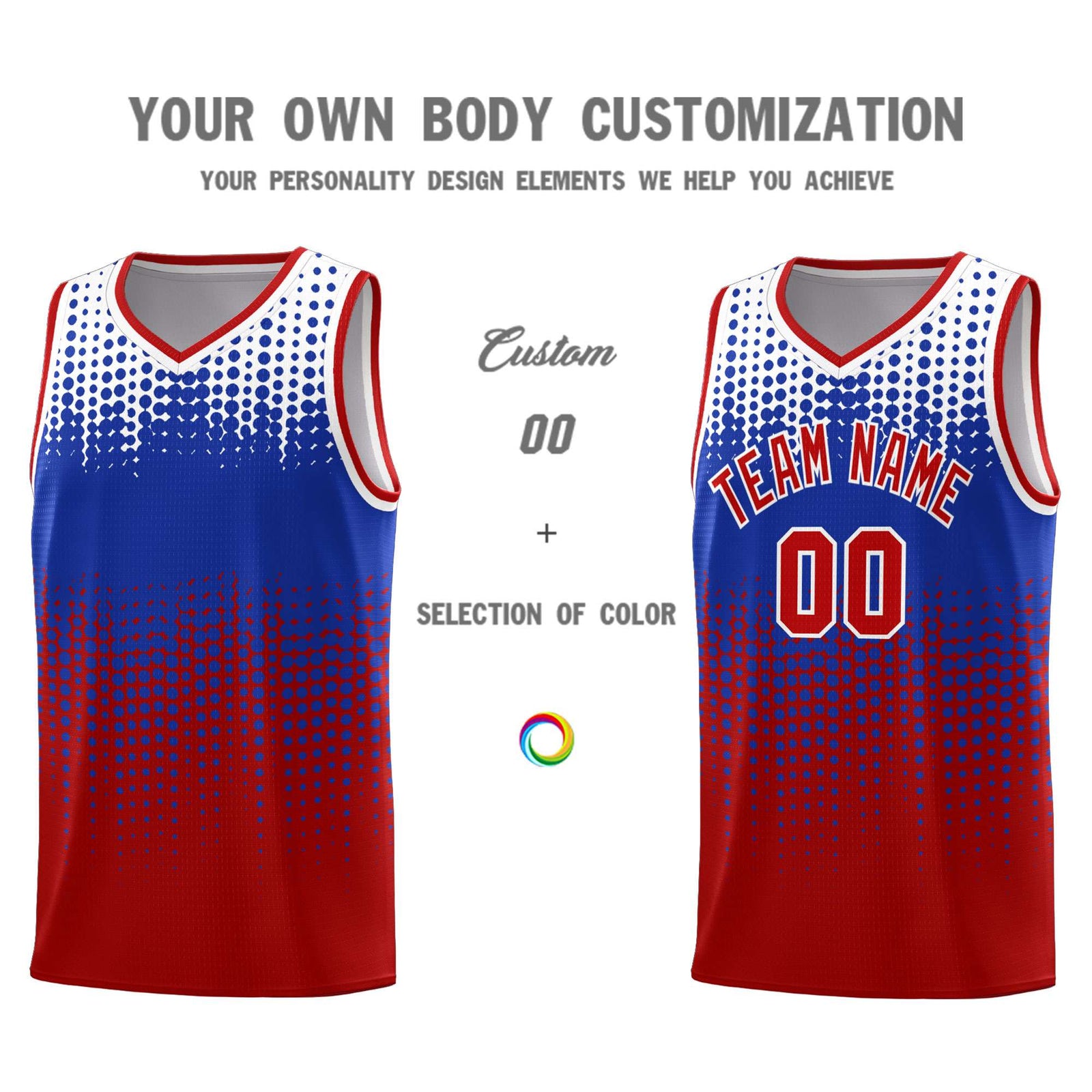 Custom Red Gradient Dots Design Pattern Sports Uniform Basketball Jersey
