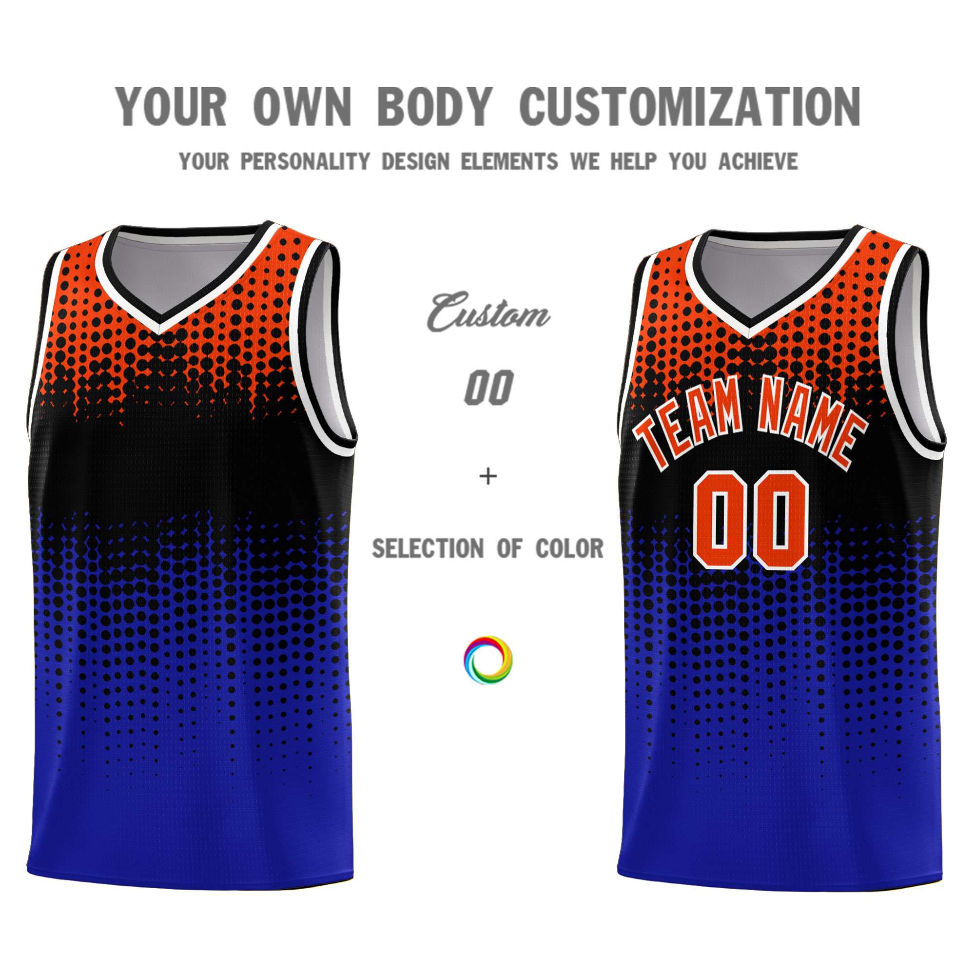 Custom Royal Gradient Dots Design Pattern Sports Uniform Basketball Jersey