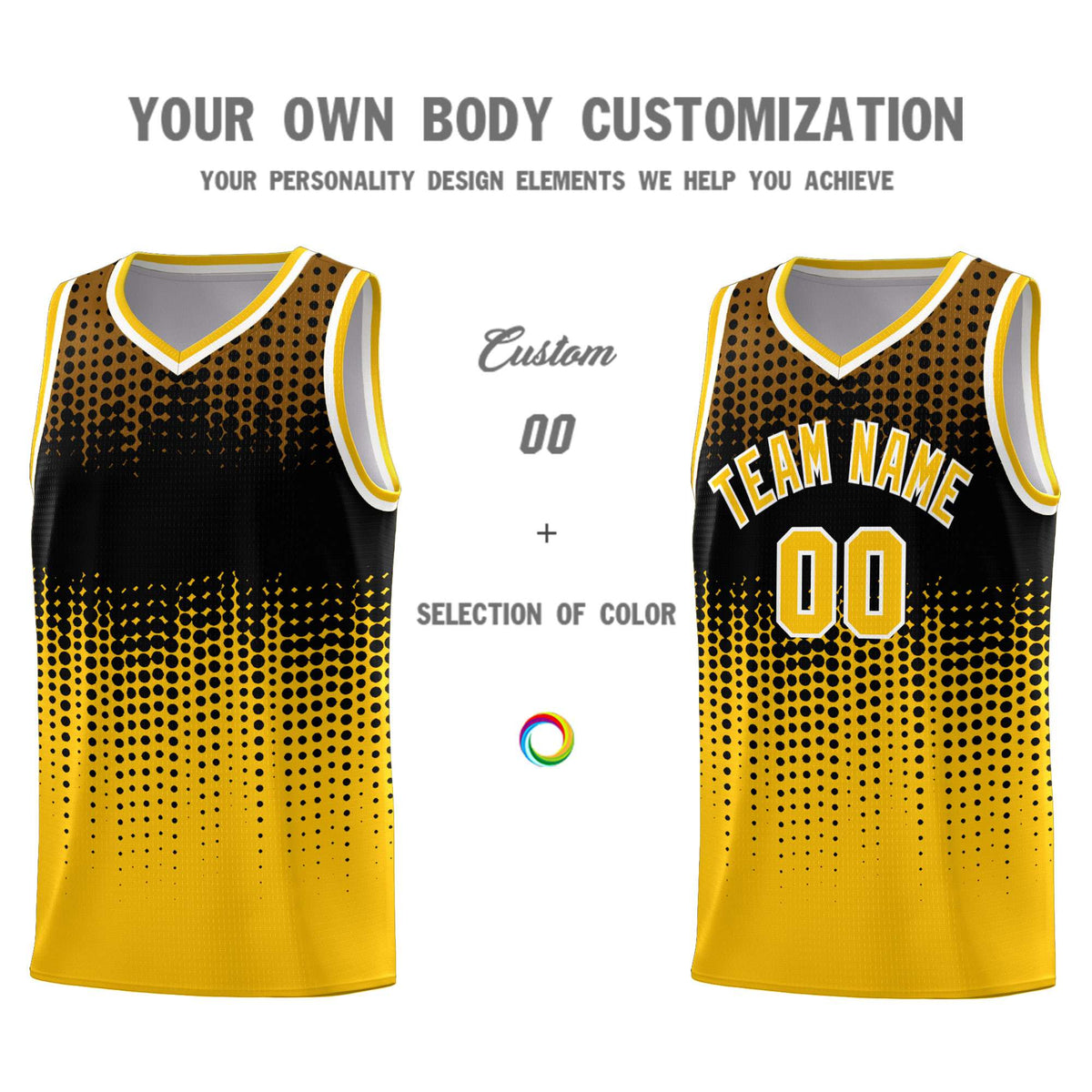 Custom Yellow Gradient Dots Design Pattern Sports Uniform Basketball Jersey