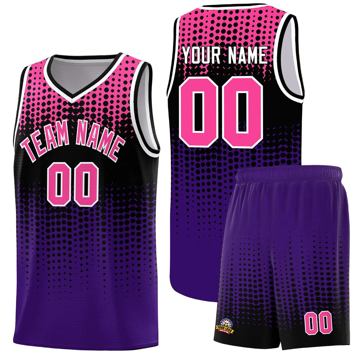 Custom Purple Gradient Dots Design Pattern Sports Uniform Basketball Jersey