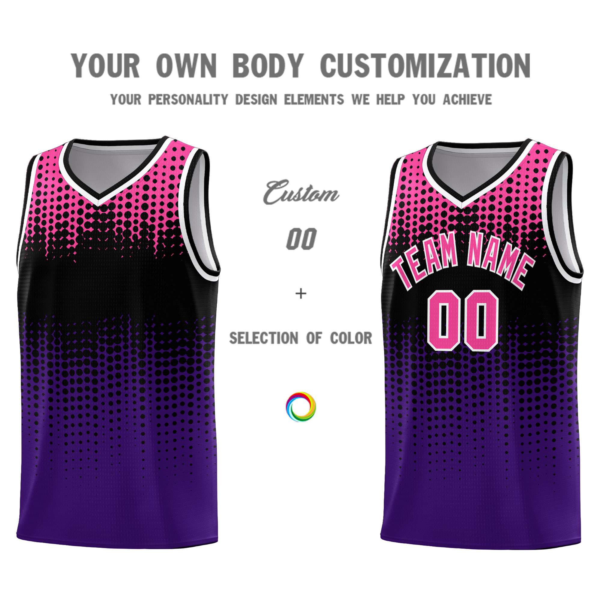 Custom Purple Gradient Dots Design Pattern Sports Uniform Basketball Jersey
