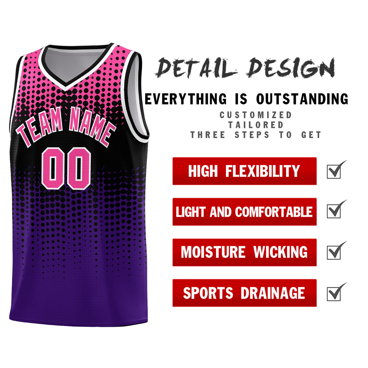 Custom Purple Gradient Dots Design Pattern Sports Uniform Basketball Jersey