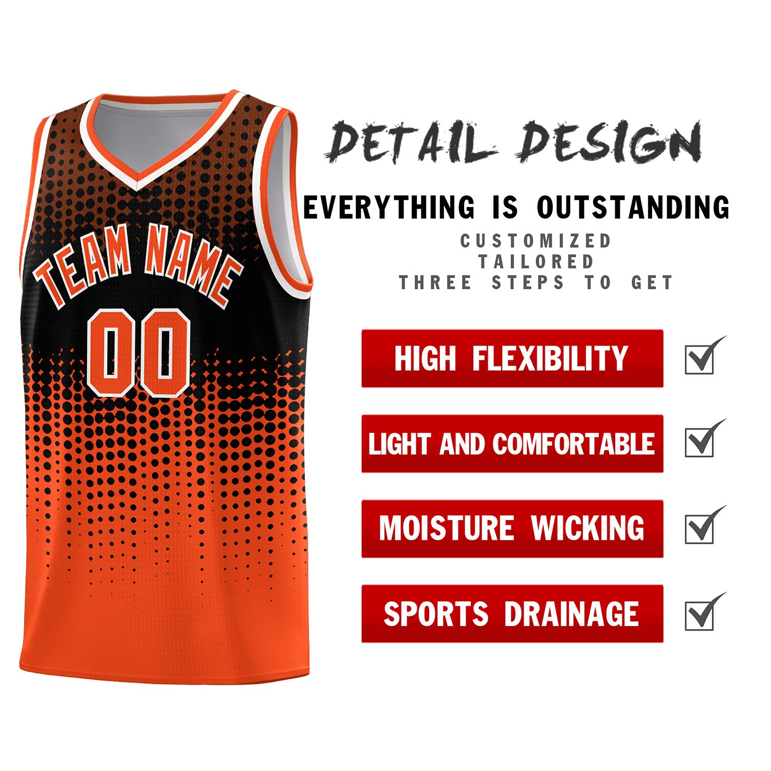 Custom Orange Gradient Dots Design Pattern Sports Uniform Basketball Jersey