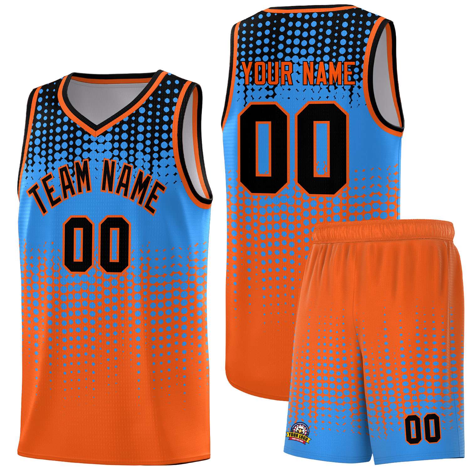 Custom Orange Gradient Dots Design Pattern Sports Uniform Basketball Jersey