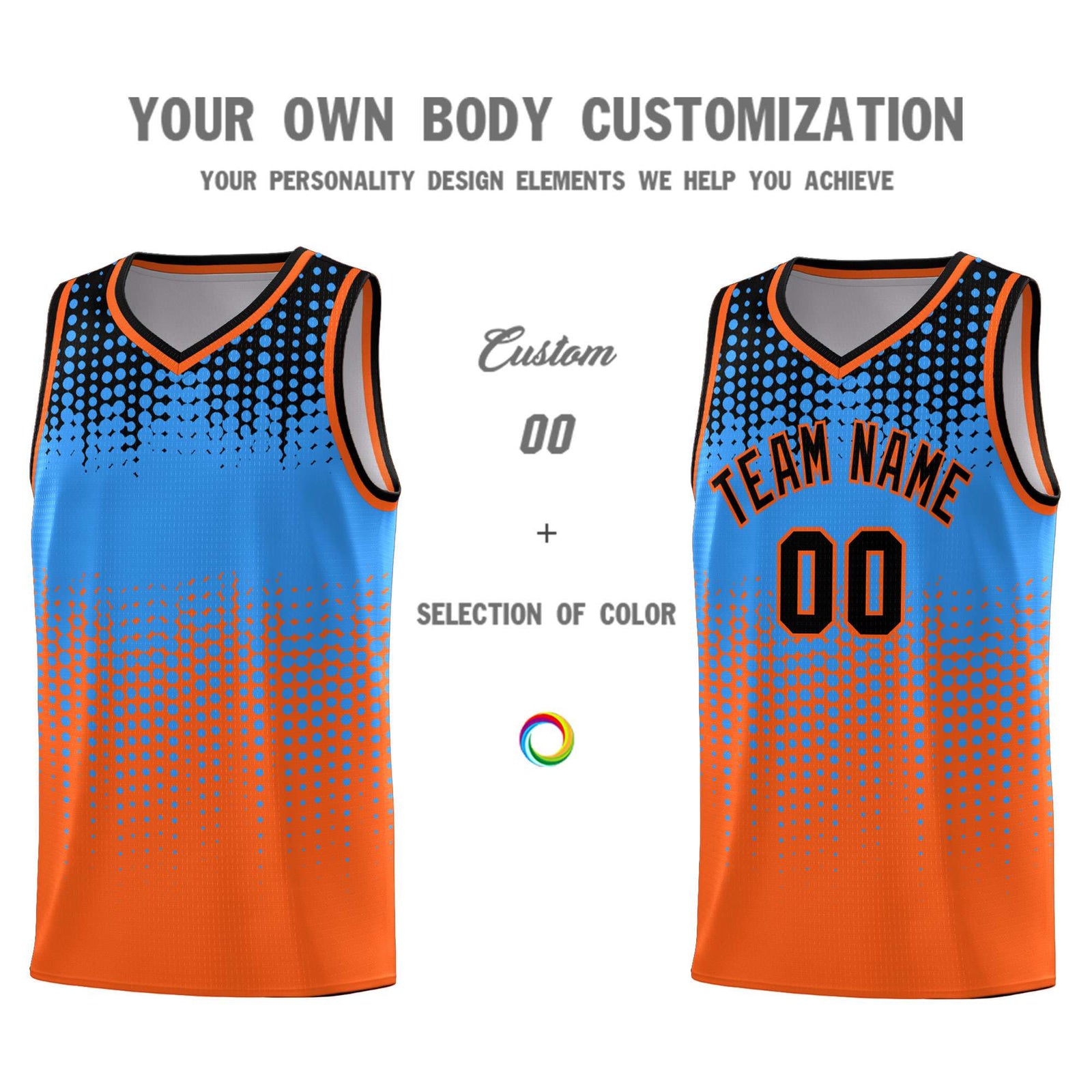 Custom Orange Gradient Dots Design Pattern Sports Uniform Basketball Jersey