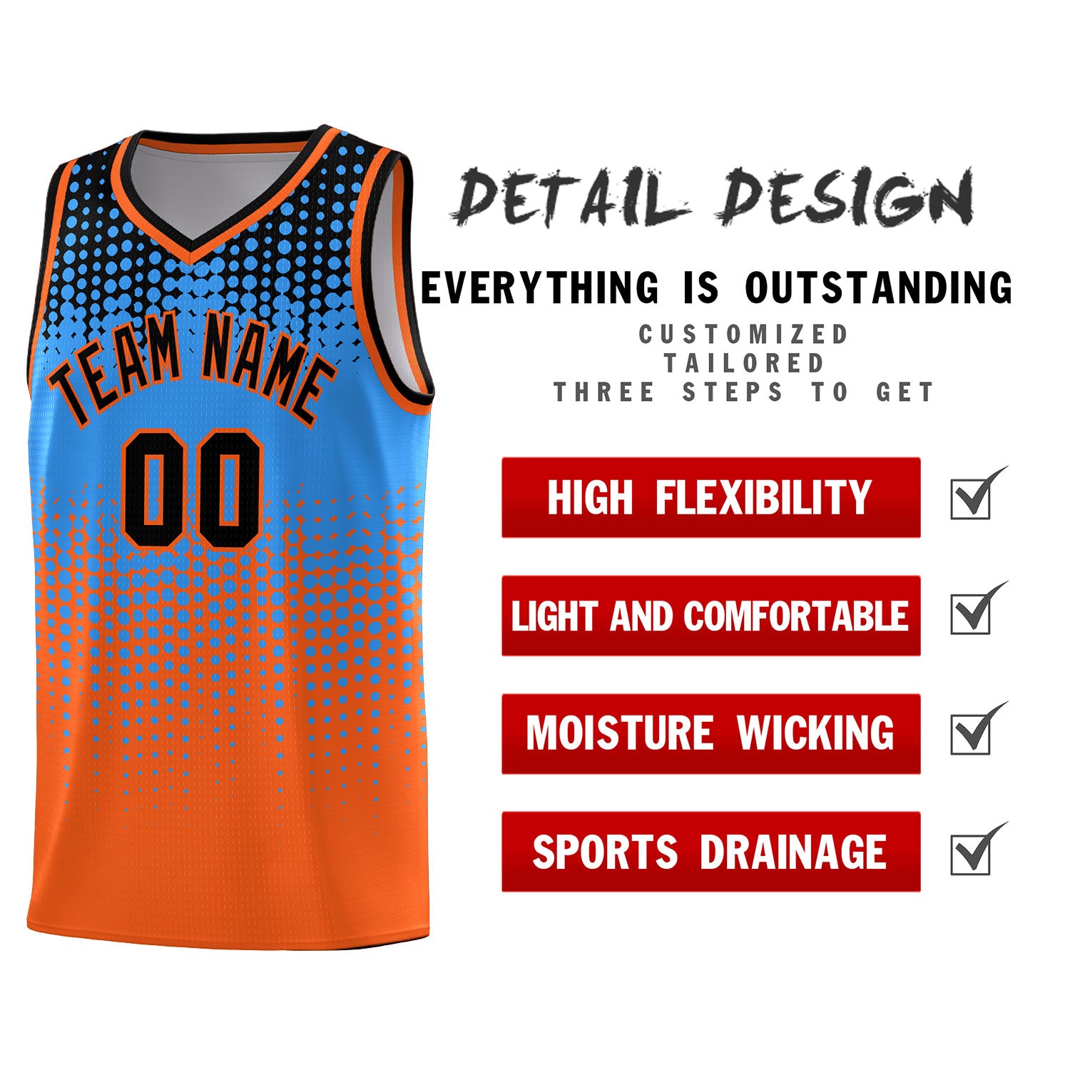 Custom Orange Gradient Dots Design Pattern Sports Uniform Basketball Jersey