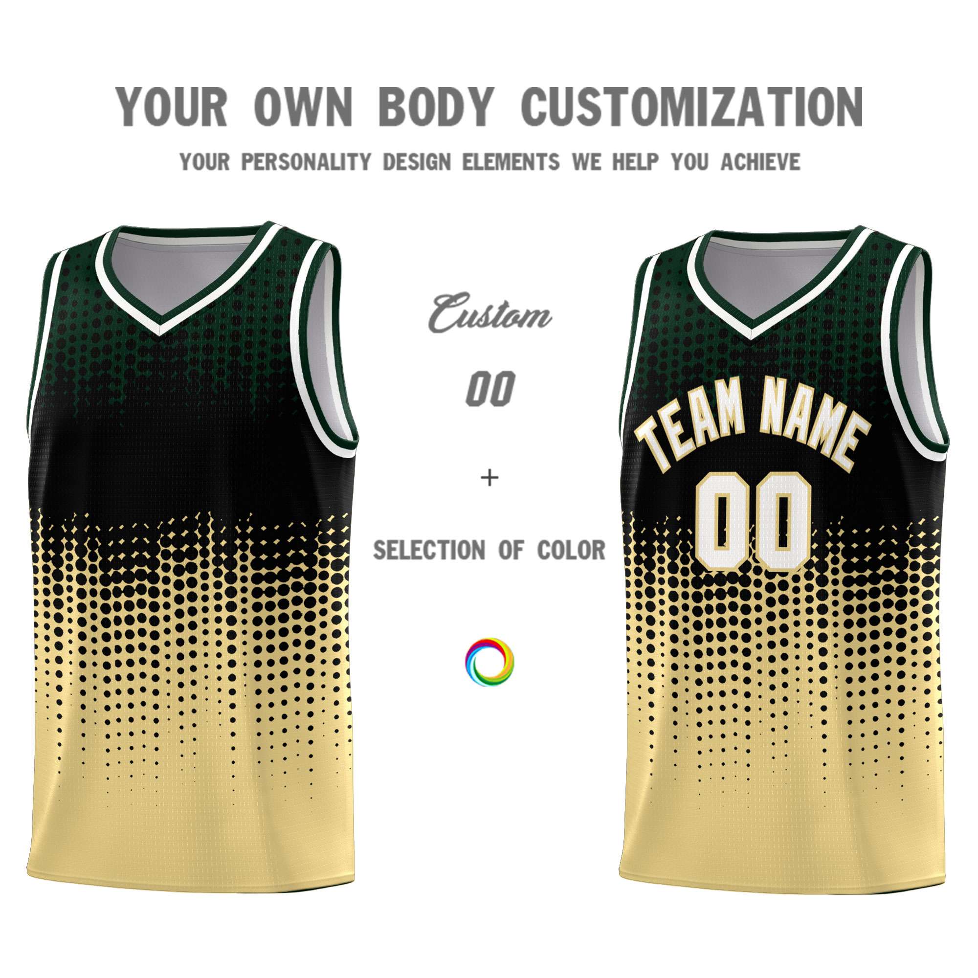 Custom Khaki Gradient Dots Design Pattern Sports Uniform Basketball Jersey