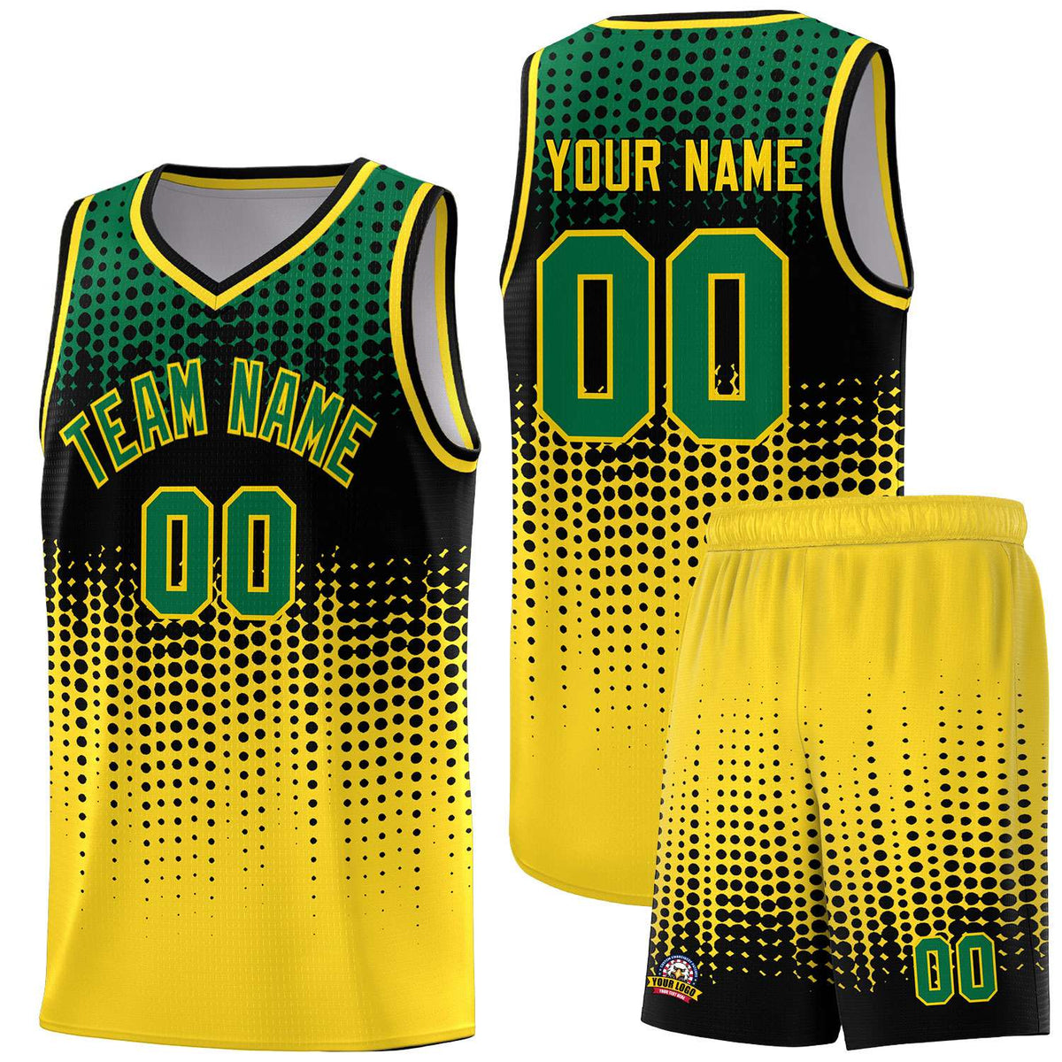 Custom Gold Gradient Dots Design Pattern Sports Uniform Basketball Jersey