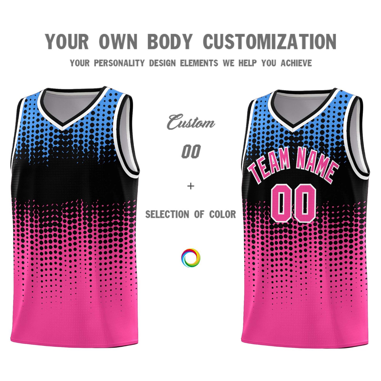 Custom Pink Gradient Dots Design Pattern Sports Uniform Basketball Jersey