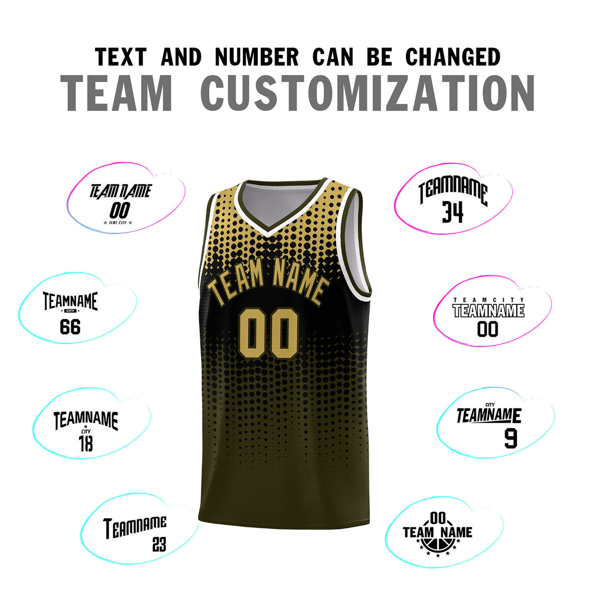 Custom Olive Gradient Dots Design Pattern Sports Uniform Basketball Jersey