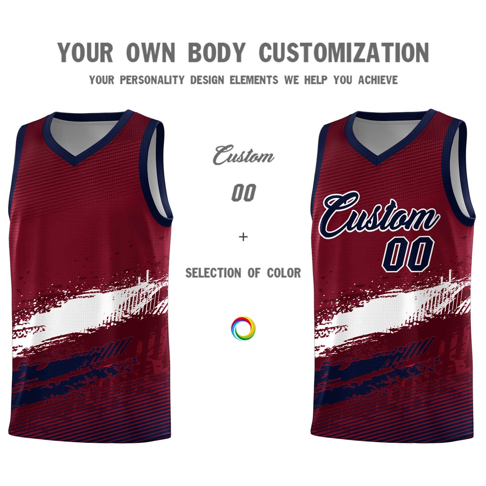Custom Crimson White and Navy Graffiti Pattern Sports Uniform Basketball Jersey